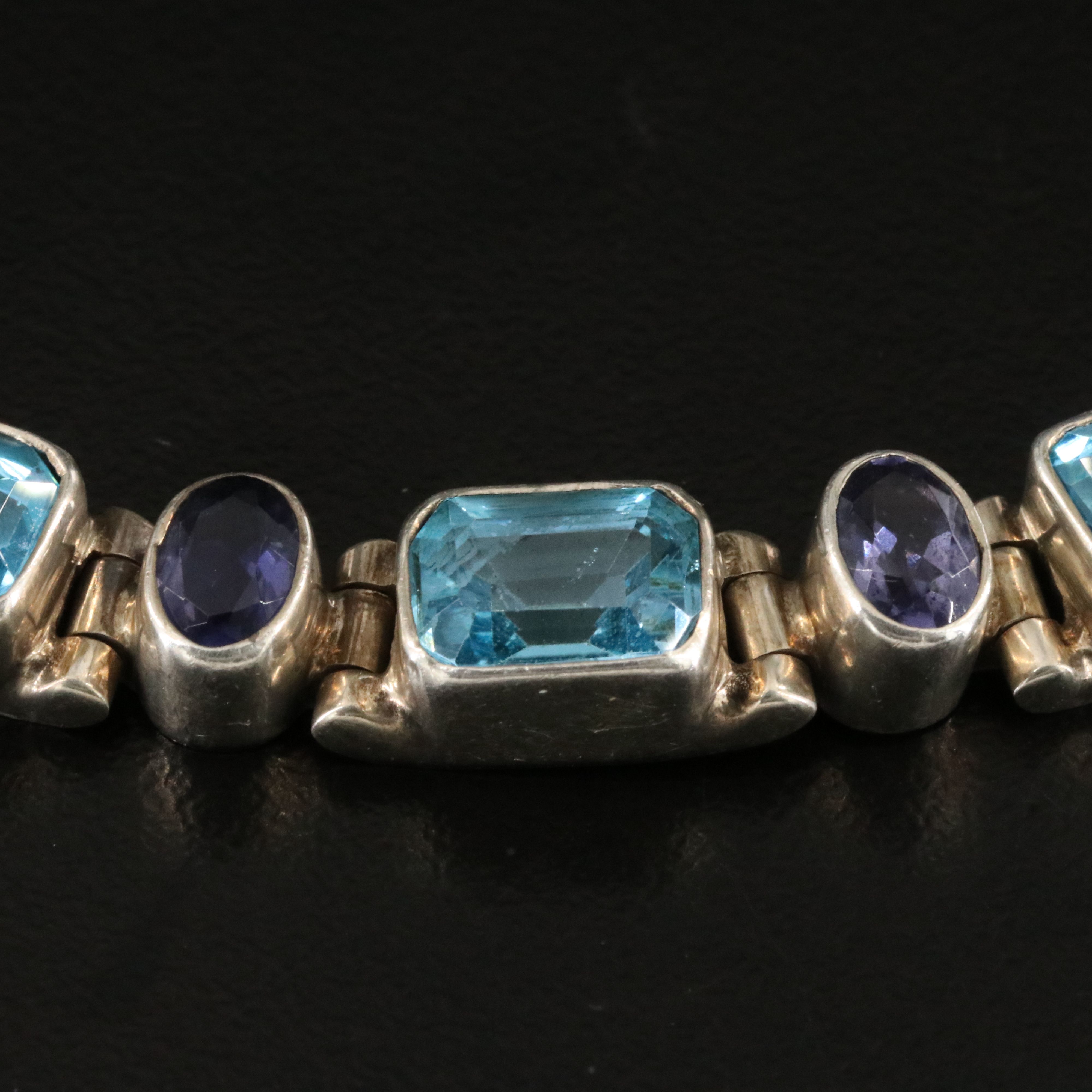 Sterling Blue Topaz and Iolite Necklace and Earrings