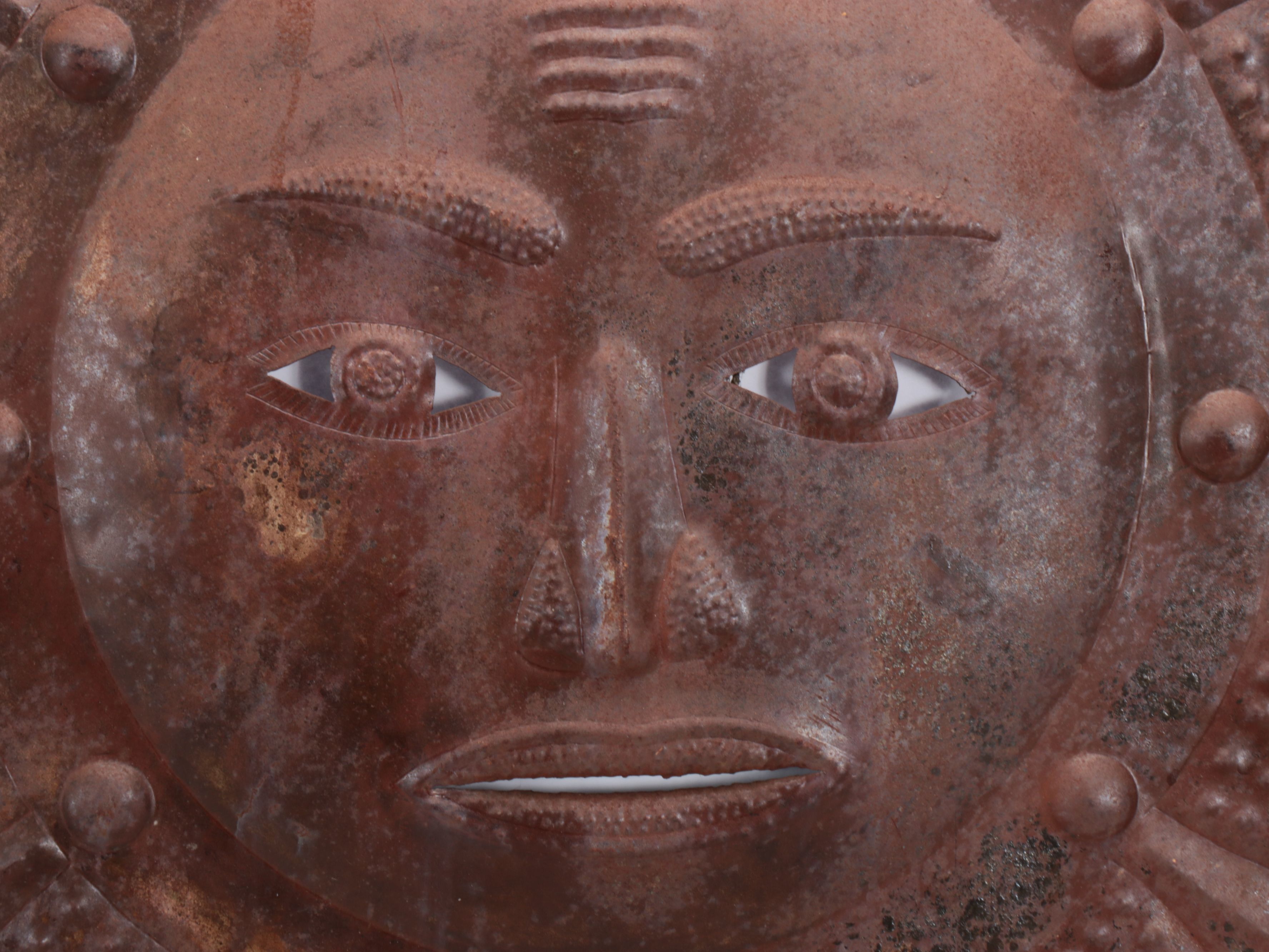 Copper Finish Sun Face Garden Décor with Grapevine Decorative Sun Dial