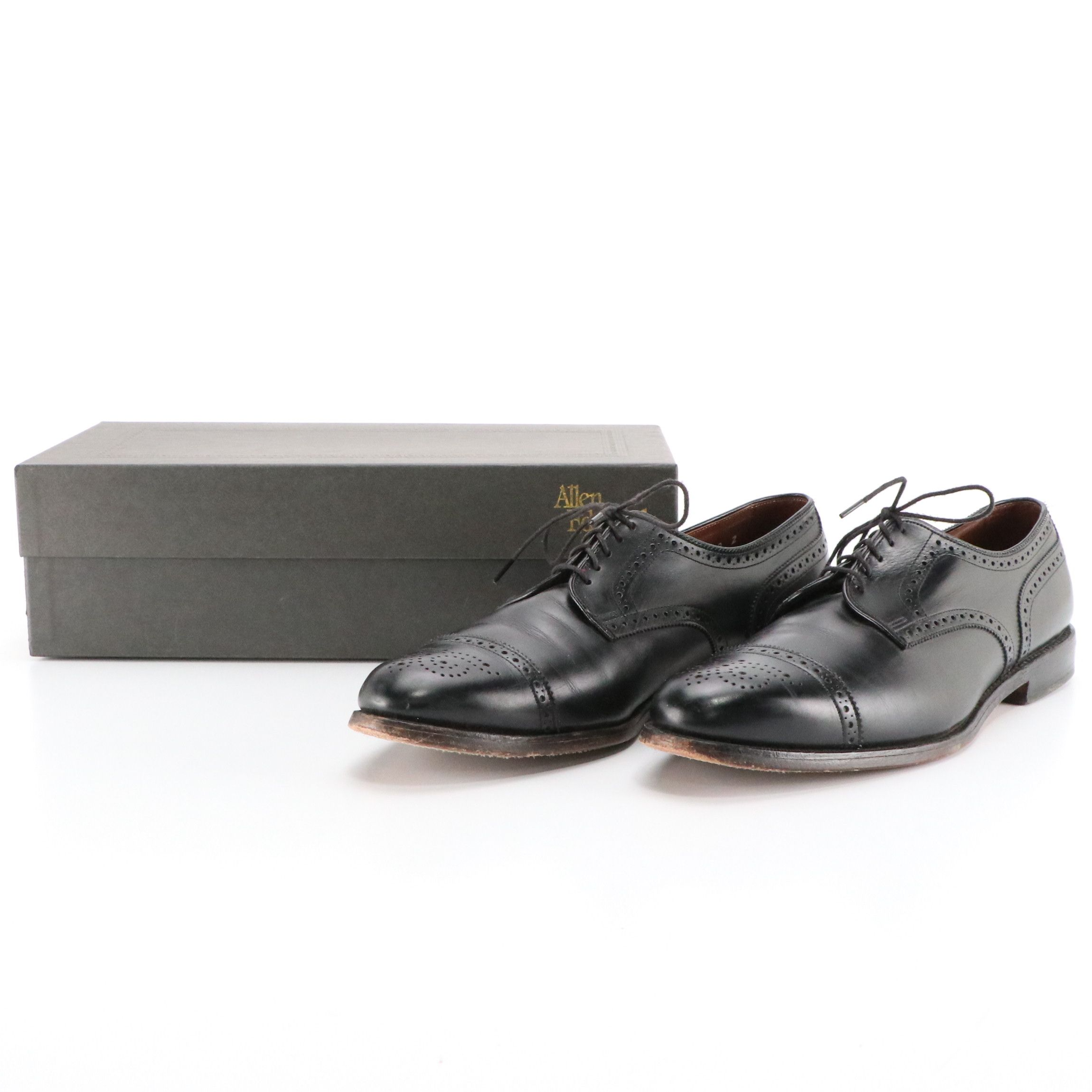 Men's Allen Edmunds Sanford Oxford Dress Shoes in Black Leather, With Box