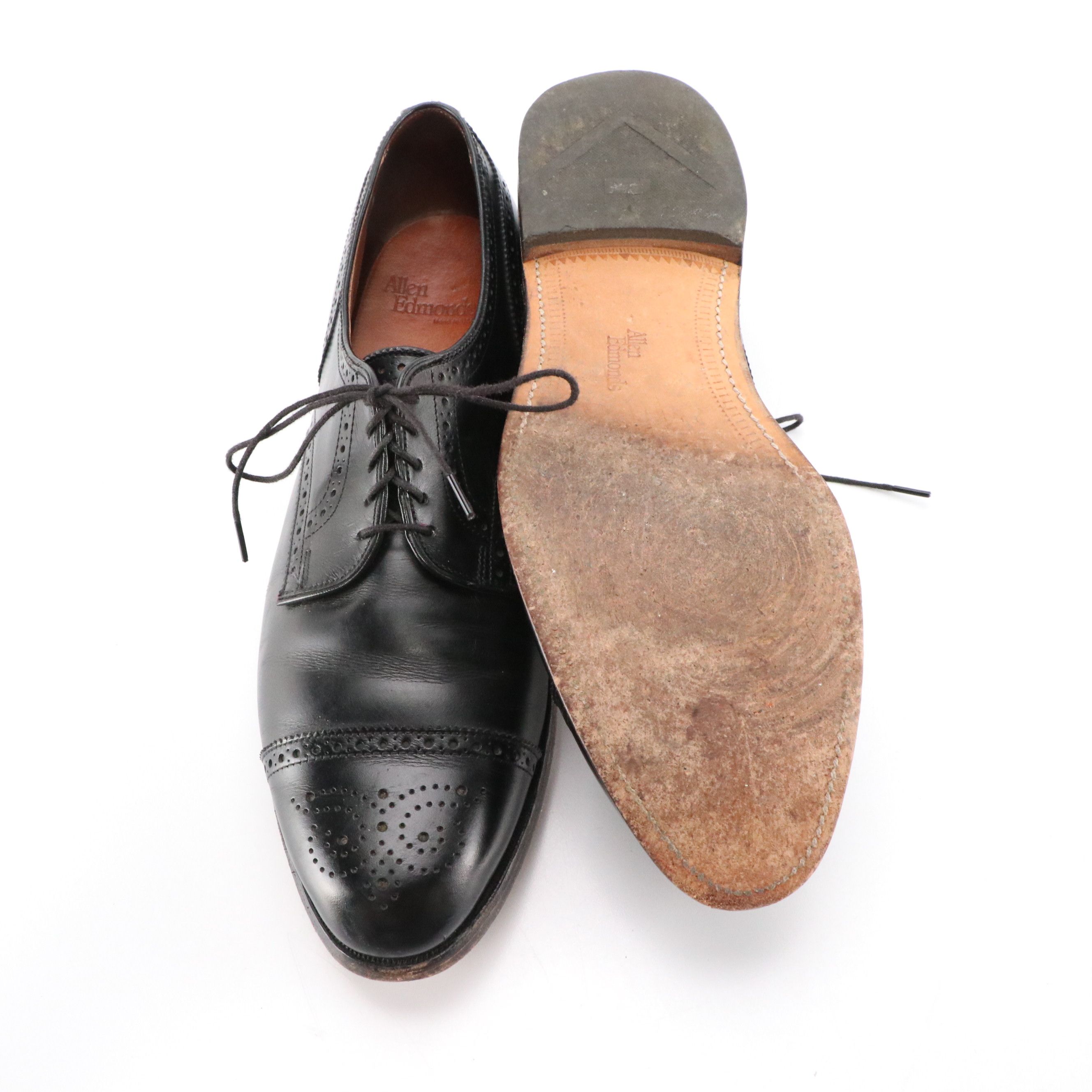 Men's Allen Edmunds Sanford Oxford Dress Shoes in Black Leather, With Box