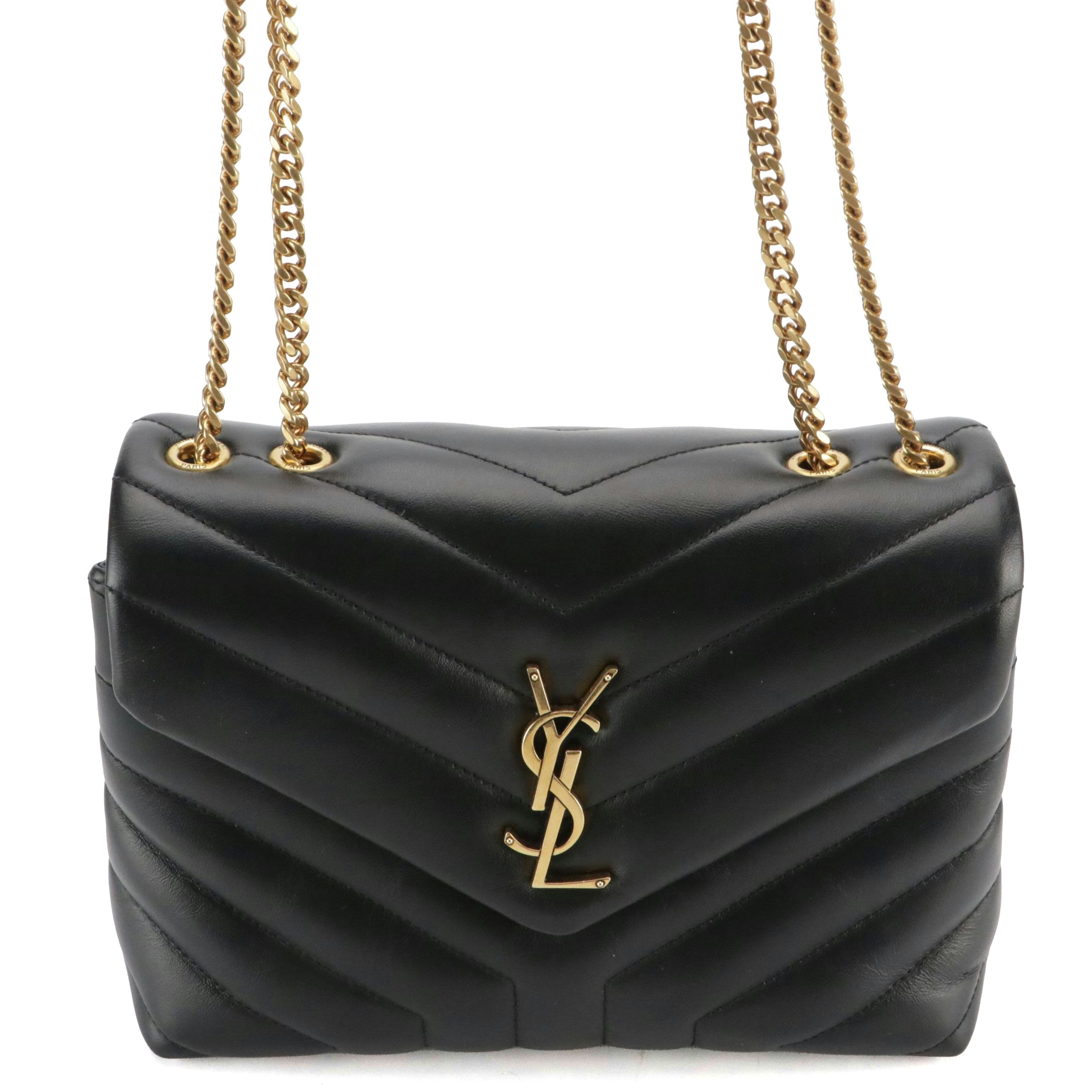 Saint Laurent Small Loulou Shoulder Bag in Black in Matelassé Calfskin Leather