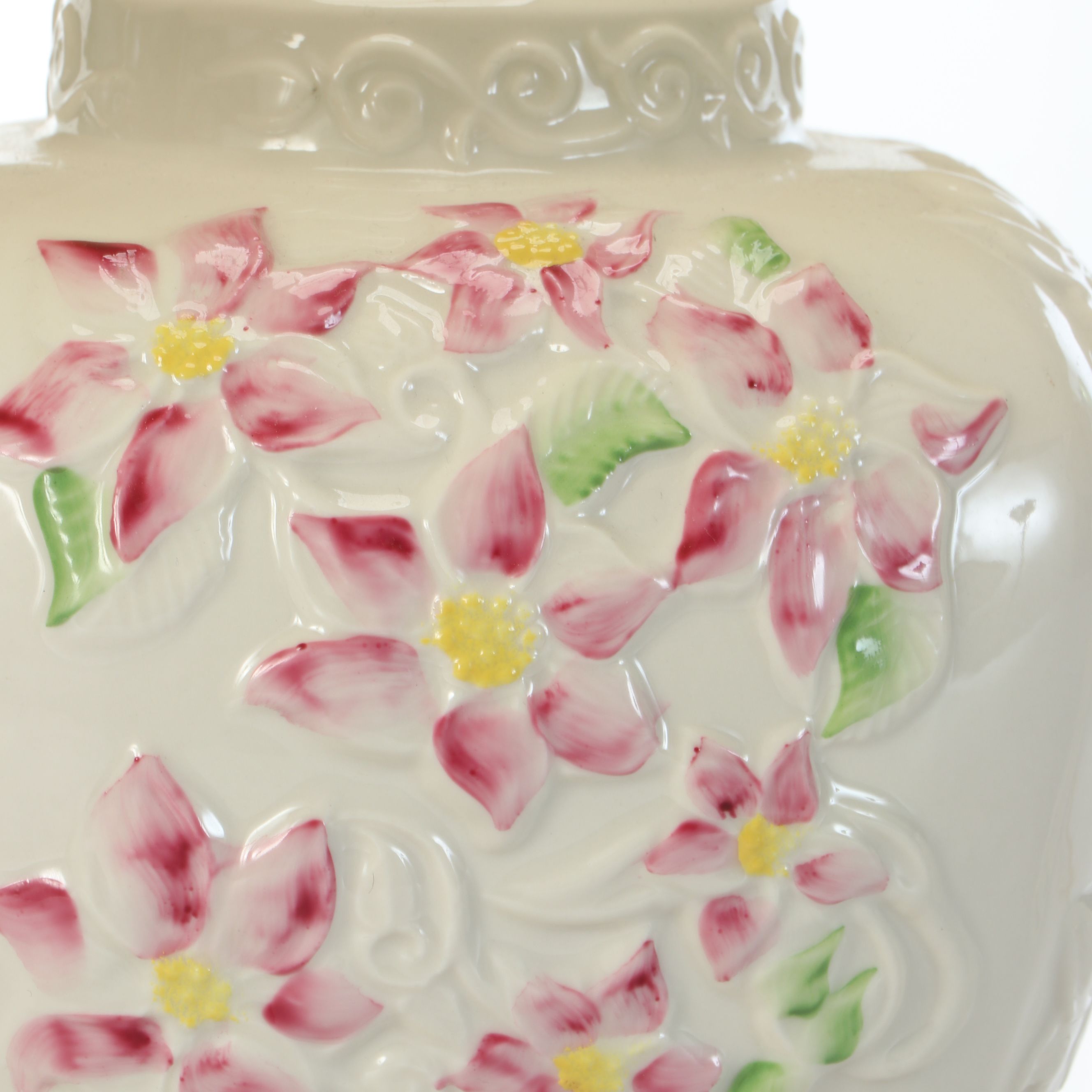 Belleek Floral Porcelain Table Lamp Pair