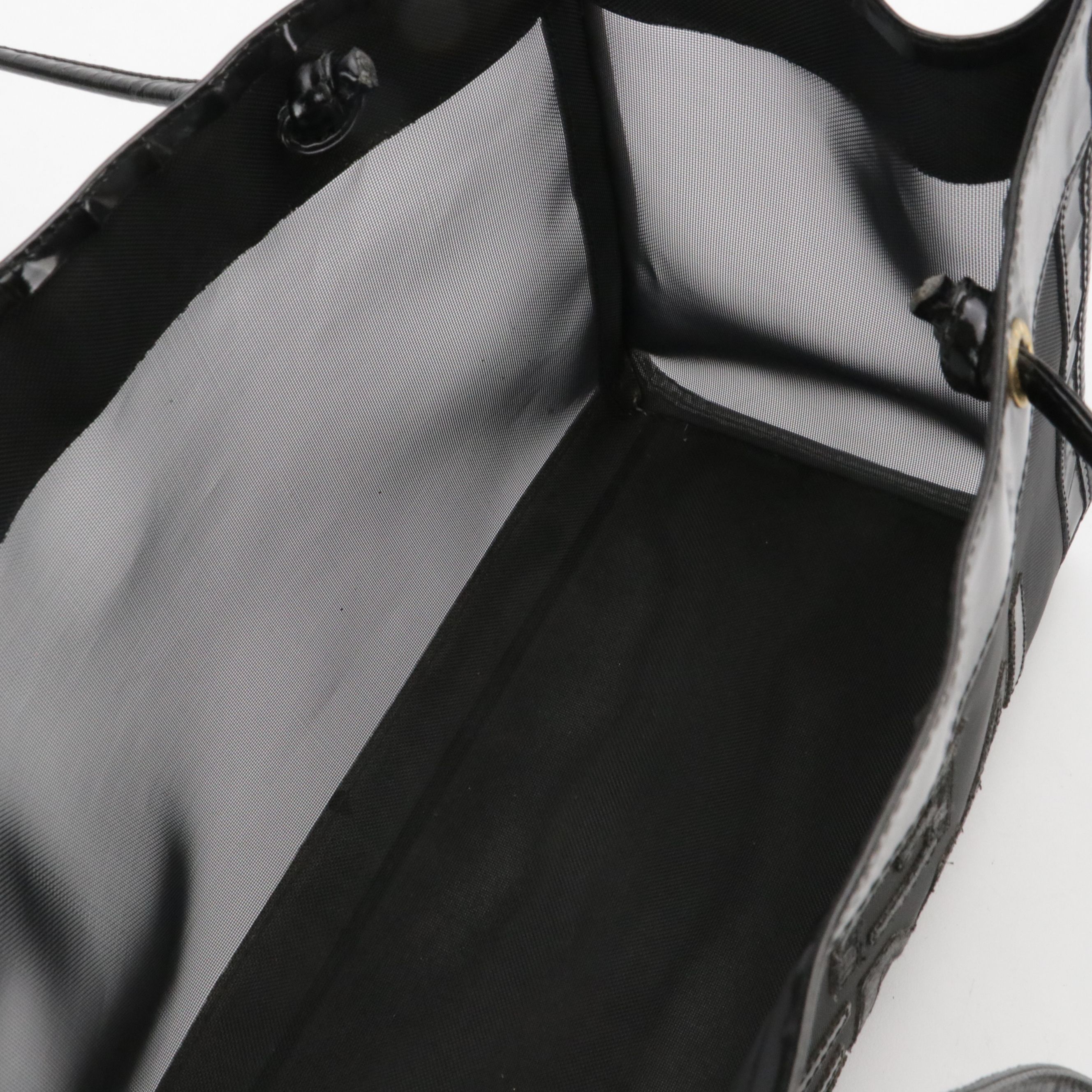 Fendi Black Mesh Shopper Tote Bag with Shiny Leather Trim