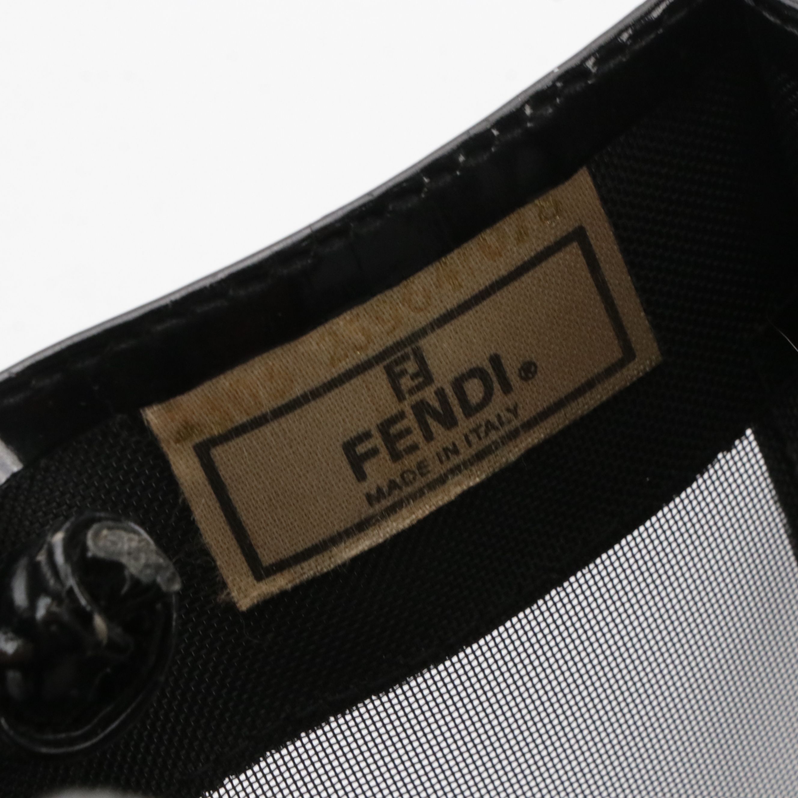 Fendi Black Mesh Shopper Tote Bag with Shiny Leather Trim