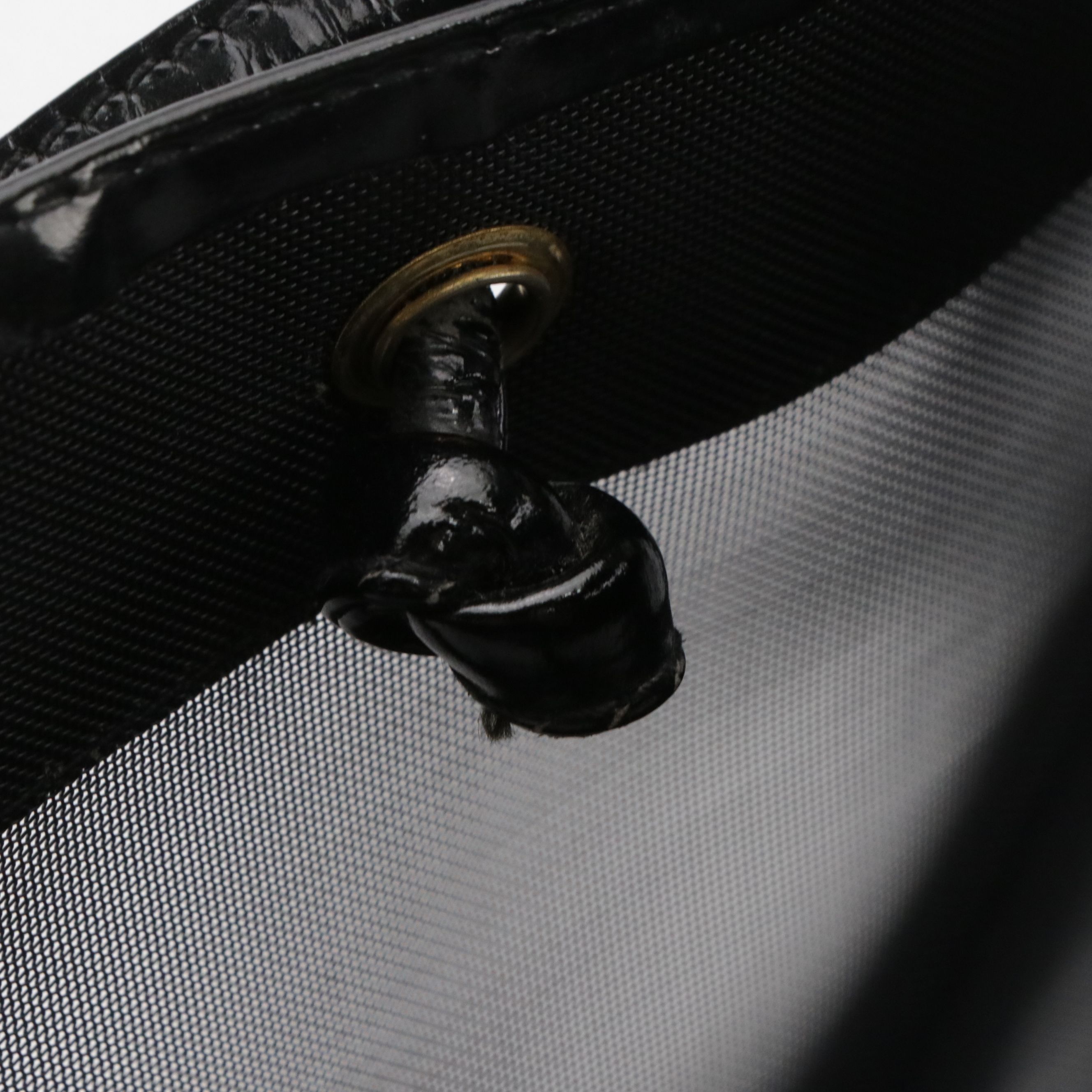 Fendi Black Mesh Shopper Tote Bag with Shiny Leather Trim