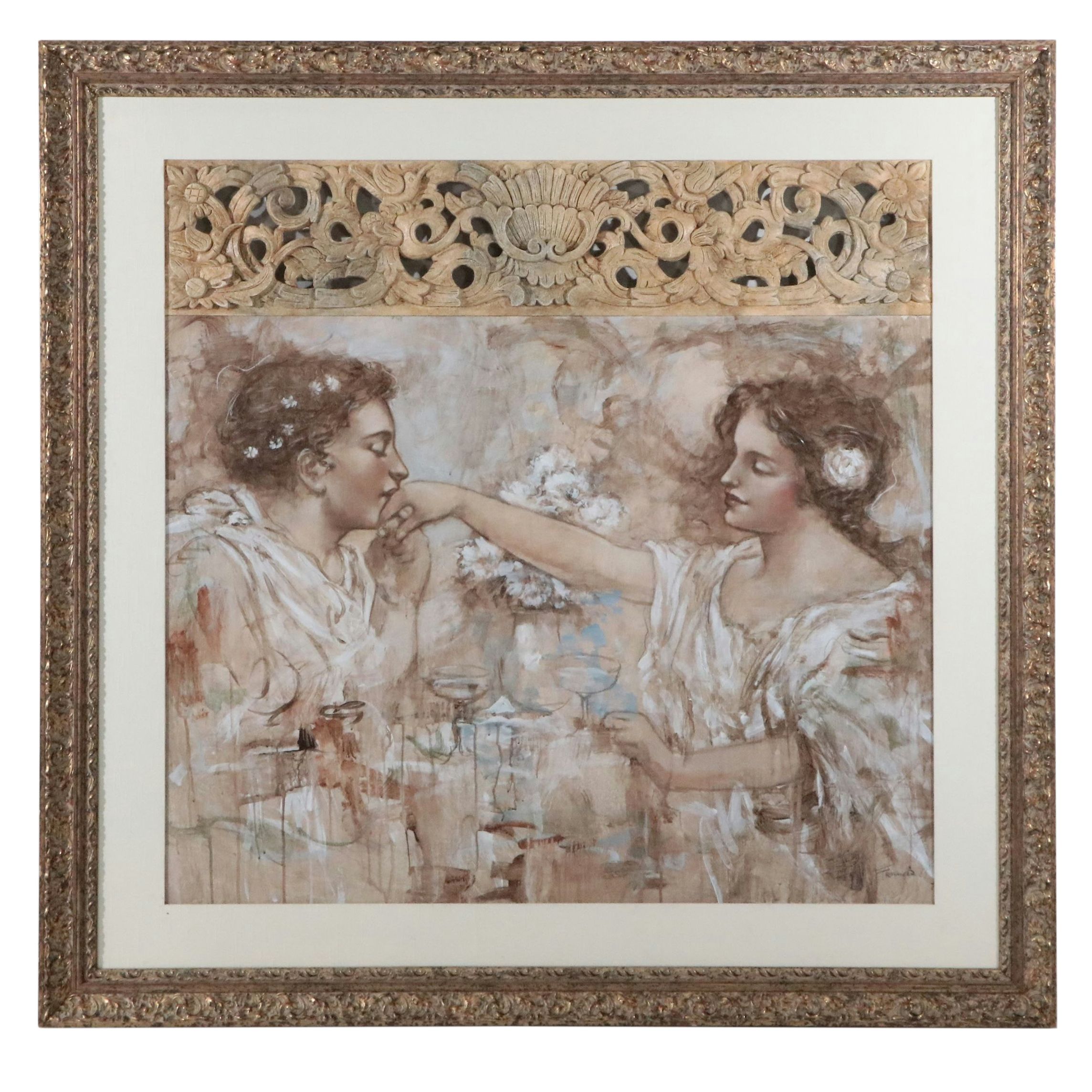 François Fressinier Neo-Classical Style Figurative Mixed Media Painting