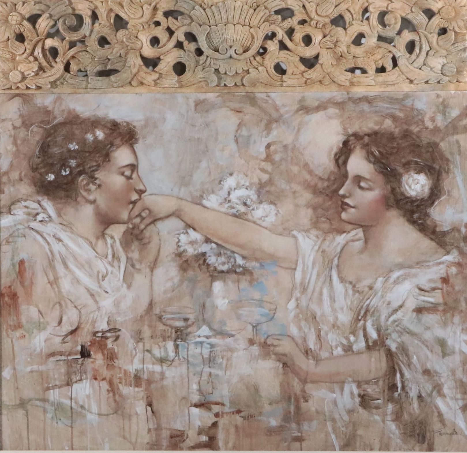 François Fressinier Neo-Classical Style Figurative Mixed Media Painting