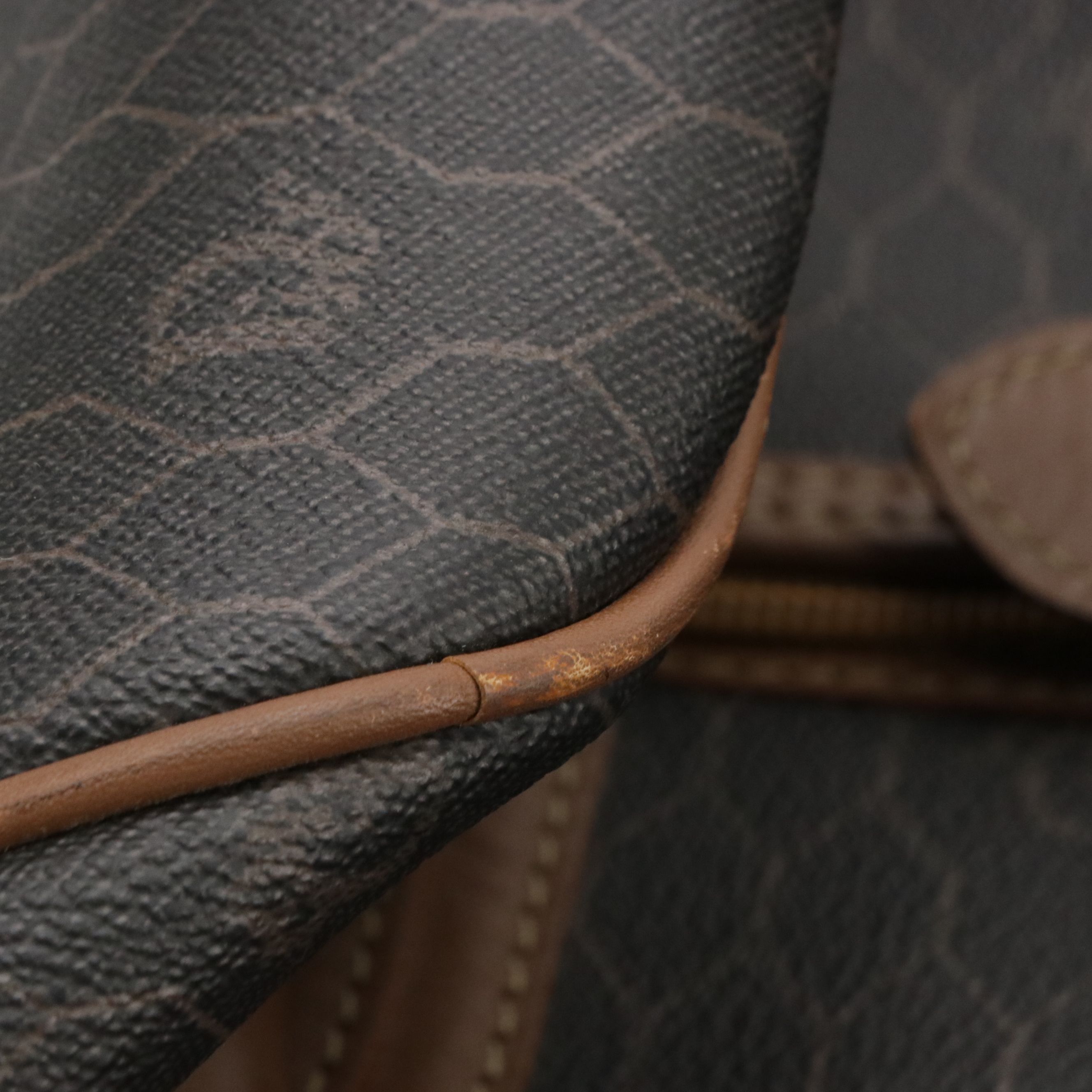 Christian Dior Small Duffle Bag in Honeycomb Canvas and Brown Leather