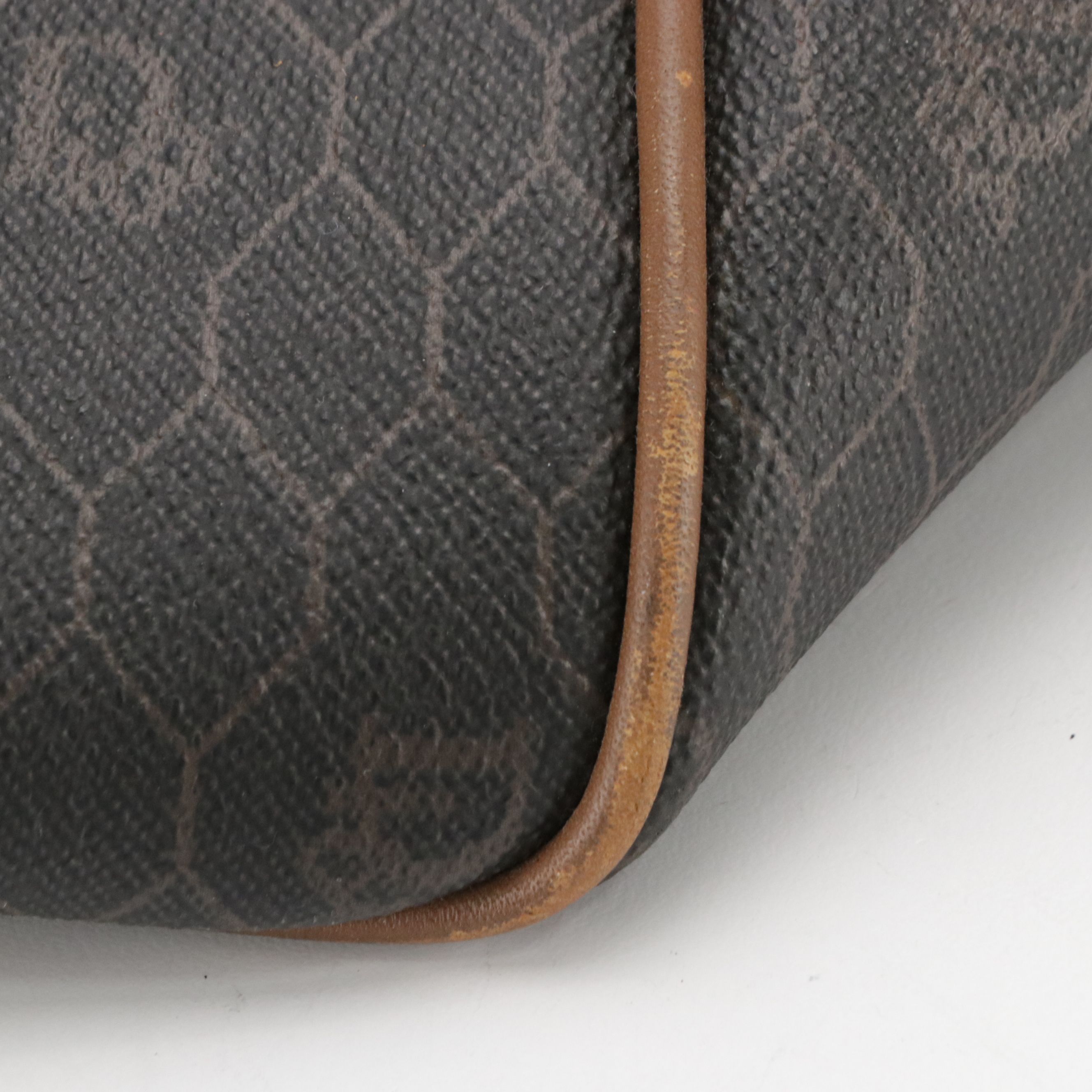 Christian Dior Small Duffle Bag in Honeycomb Canvas and Brown Leather