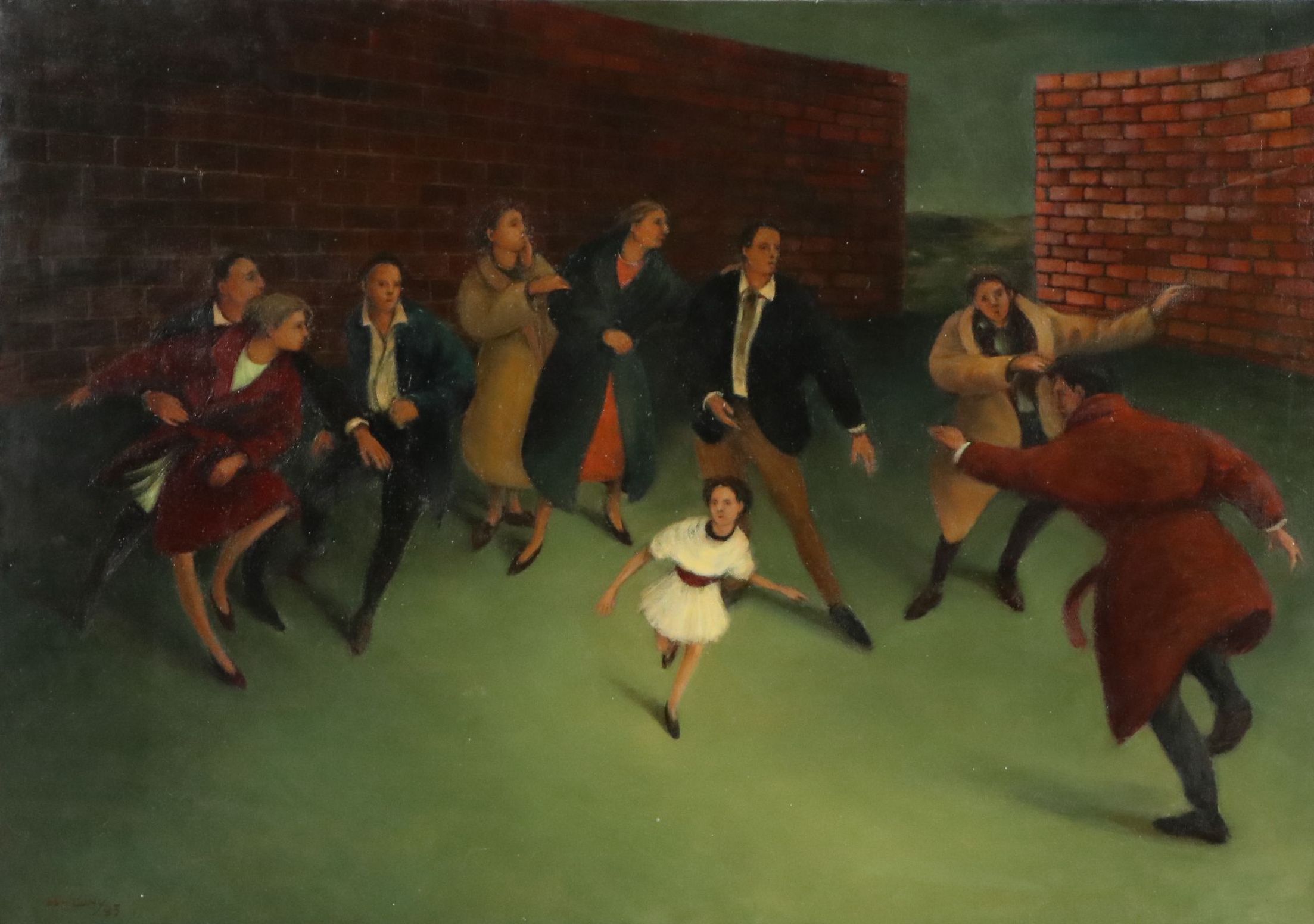 Anne-Françoise Couloumy Oil Painting "Où vont-ils?," 1993