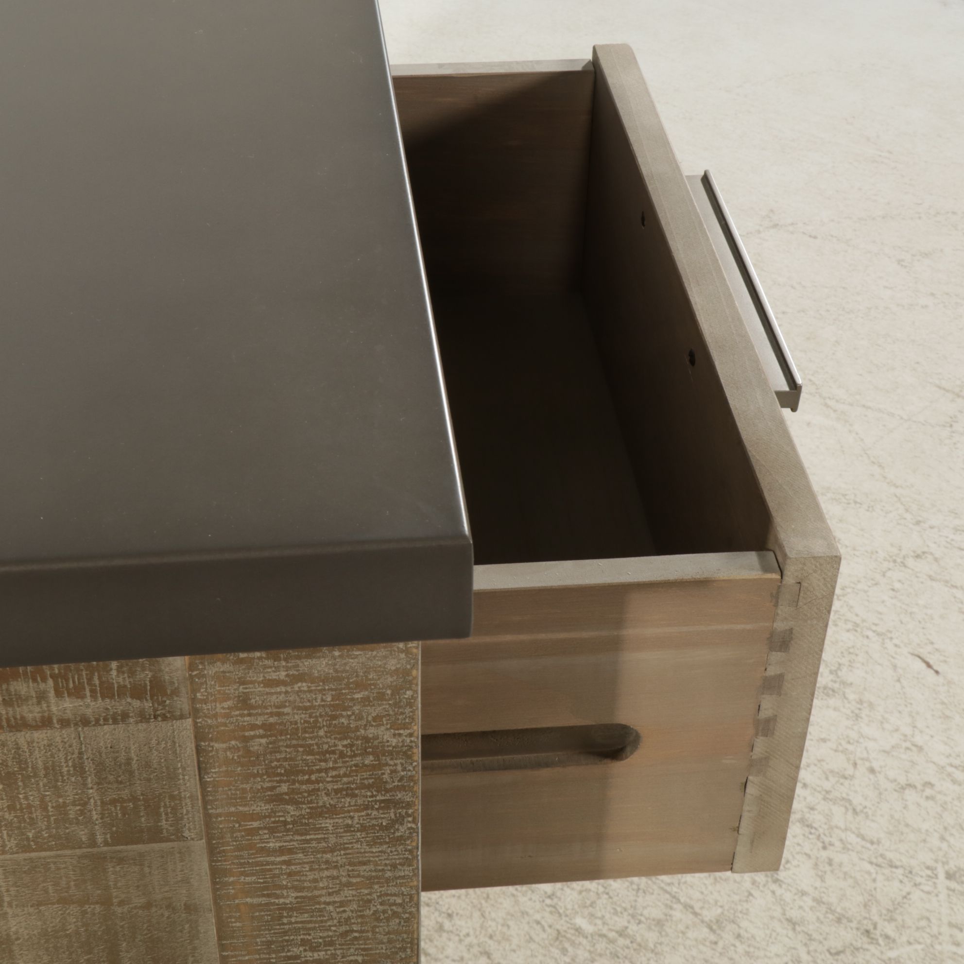 Restoration Hardware Rustic Wood Chest of Drawers with Metal Wrapped Top