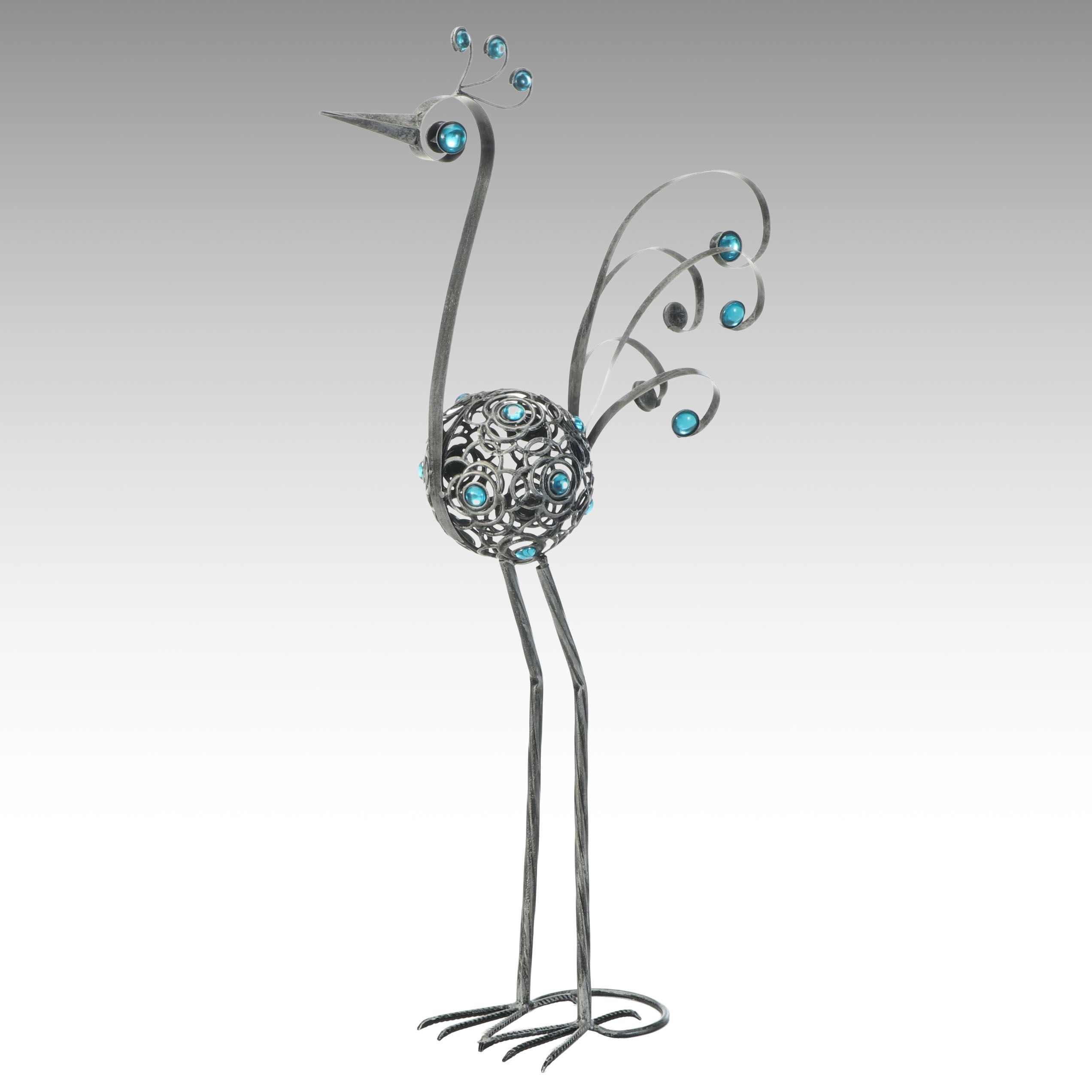 Pewter Filigree Bird Garden Statue