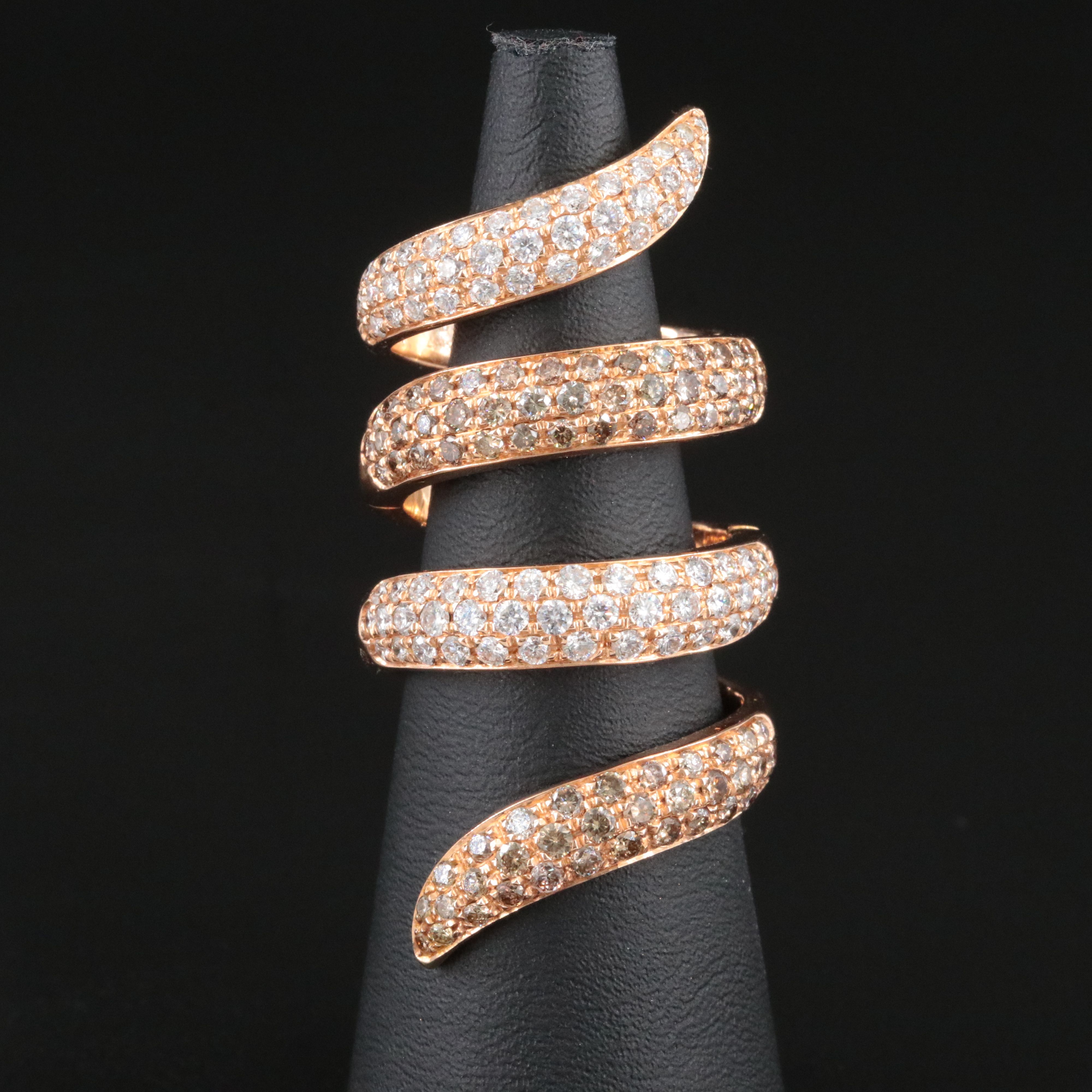 Staurino Fratelli Magic Snake 18K Rose Gold 2.52 CTW Diamond Flex Ring