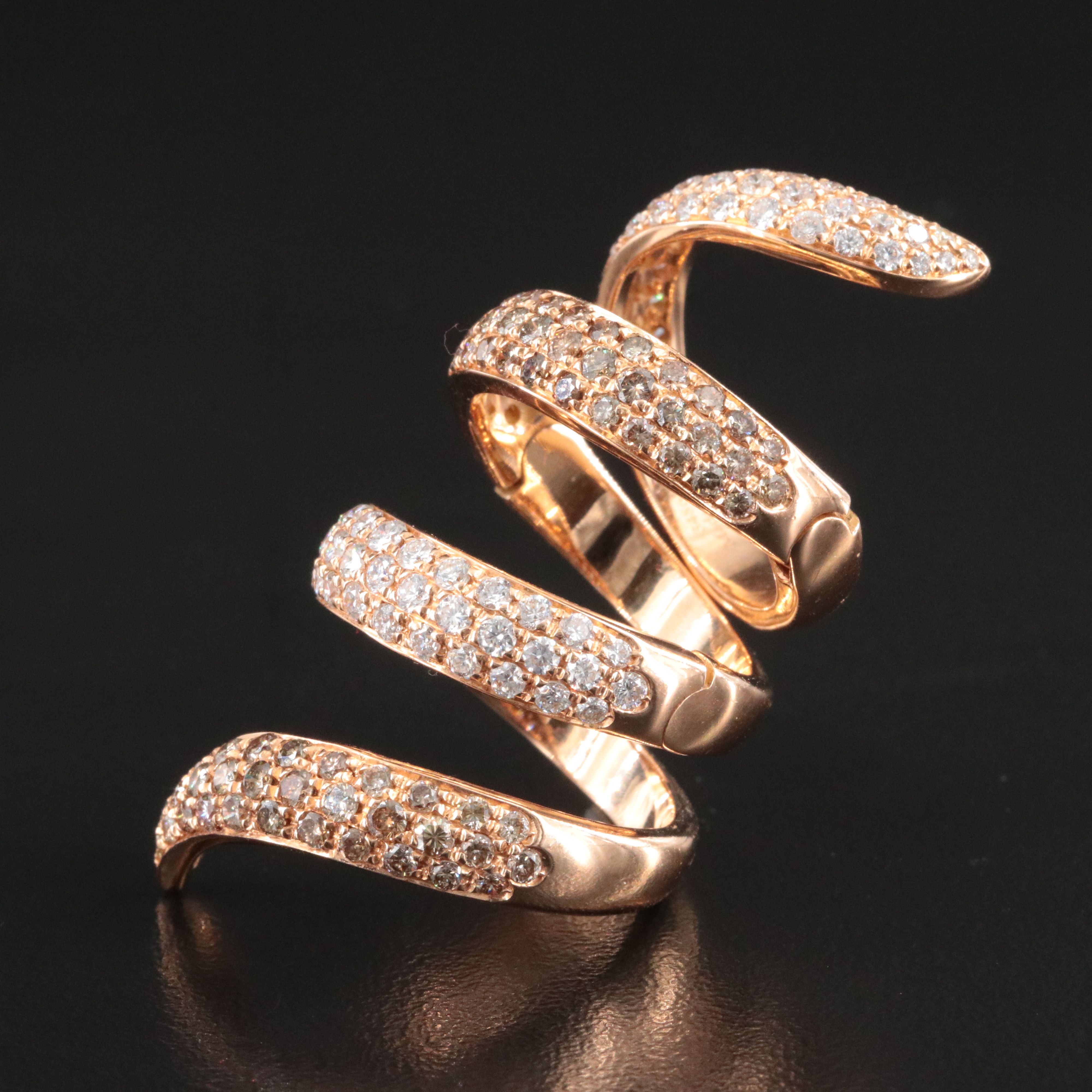 Staurino Fratelli Magic Snake 18K Rose Gold 2.52 CTW Diamond Flex Ring
