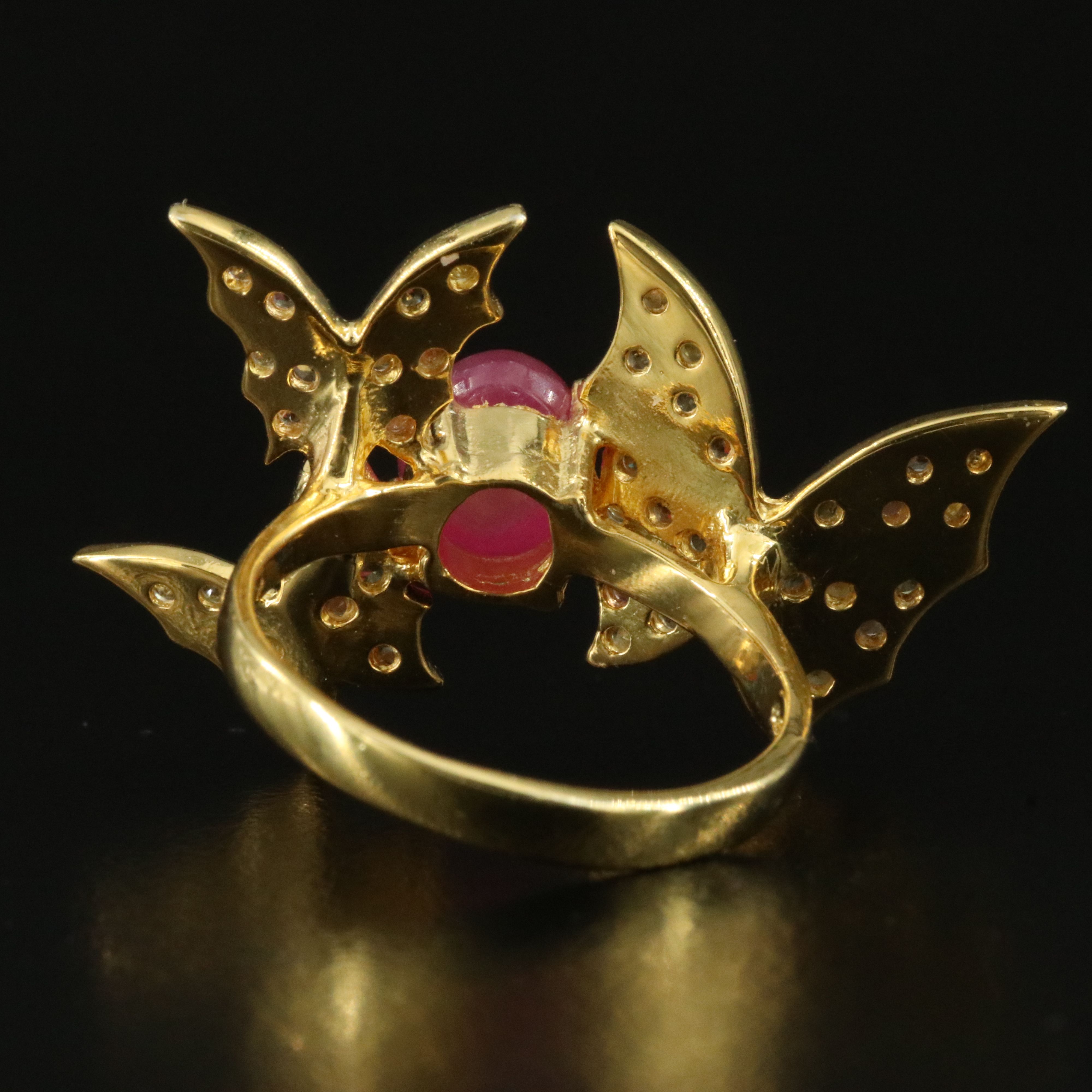 Sterling Ruby and Sapphire Butterfly Ring