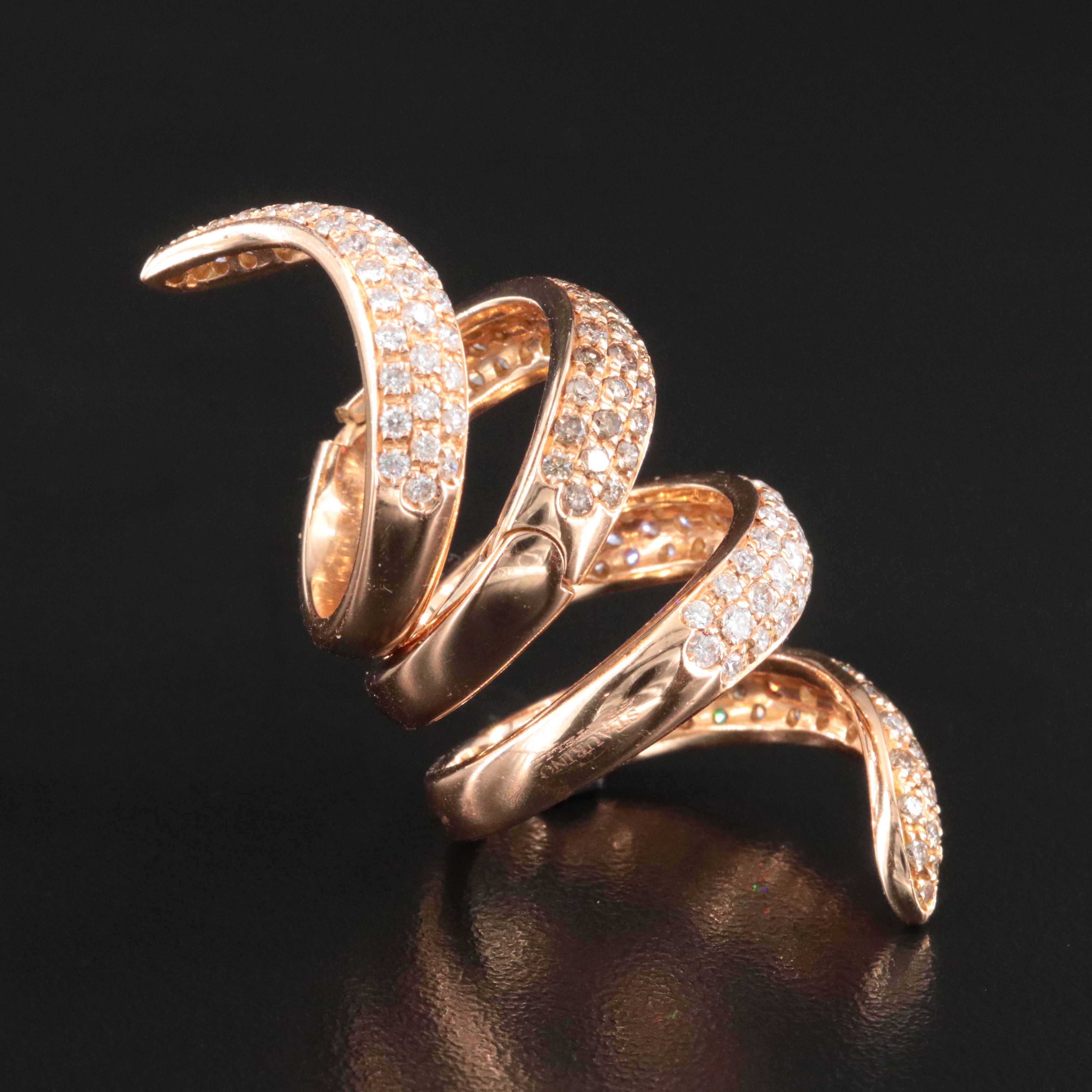 Staurino Fratelli Magic Snake 18K Rose Gold 2.52 CTW Diamond Flex Ring