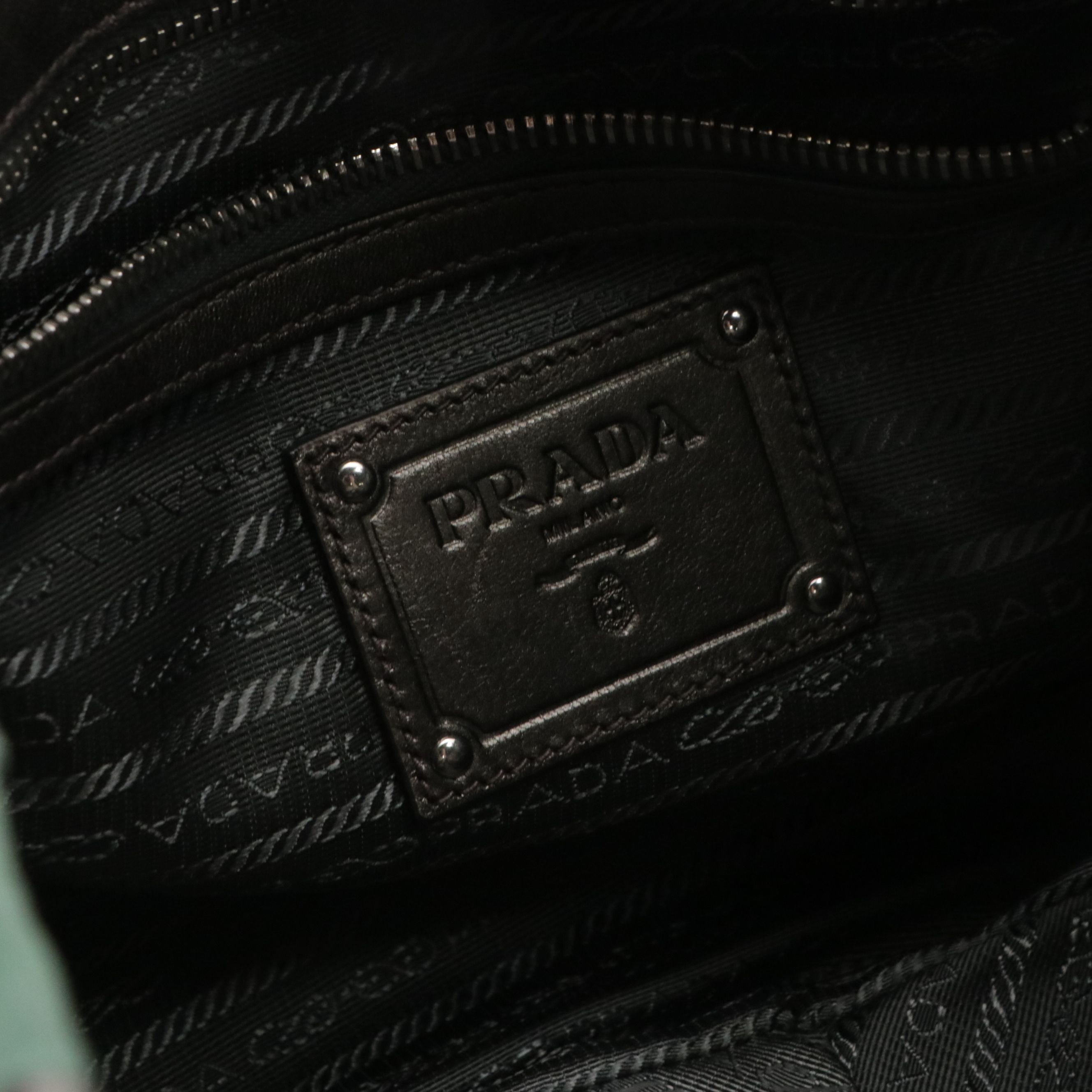 Prada Handbag in Tessuto Nylon and Mordore Stripes Metallic Nappa Leather