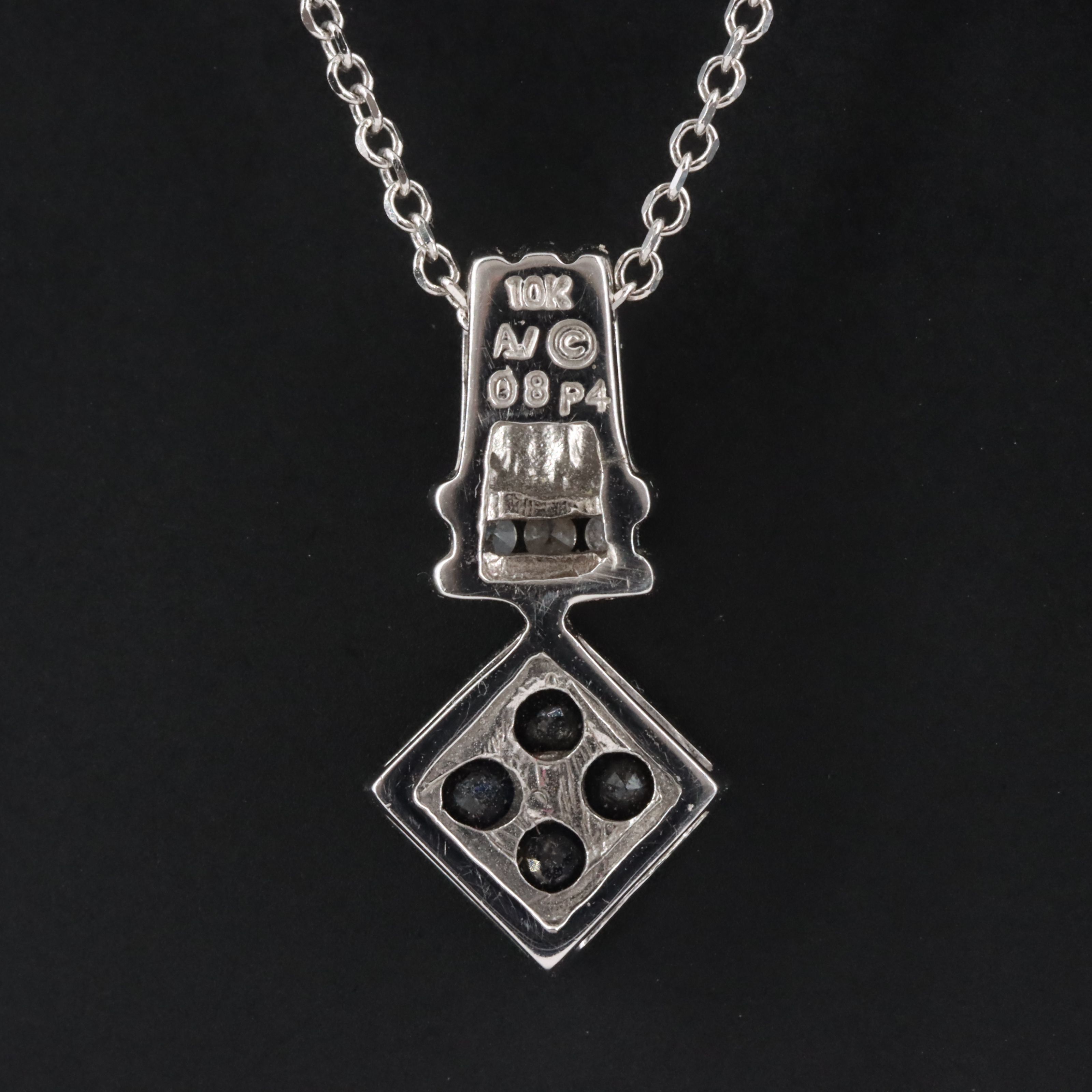 10K Sapphire and Diamond Pendant on 18K Chain Necklace