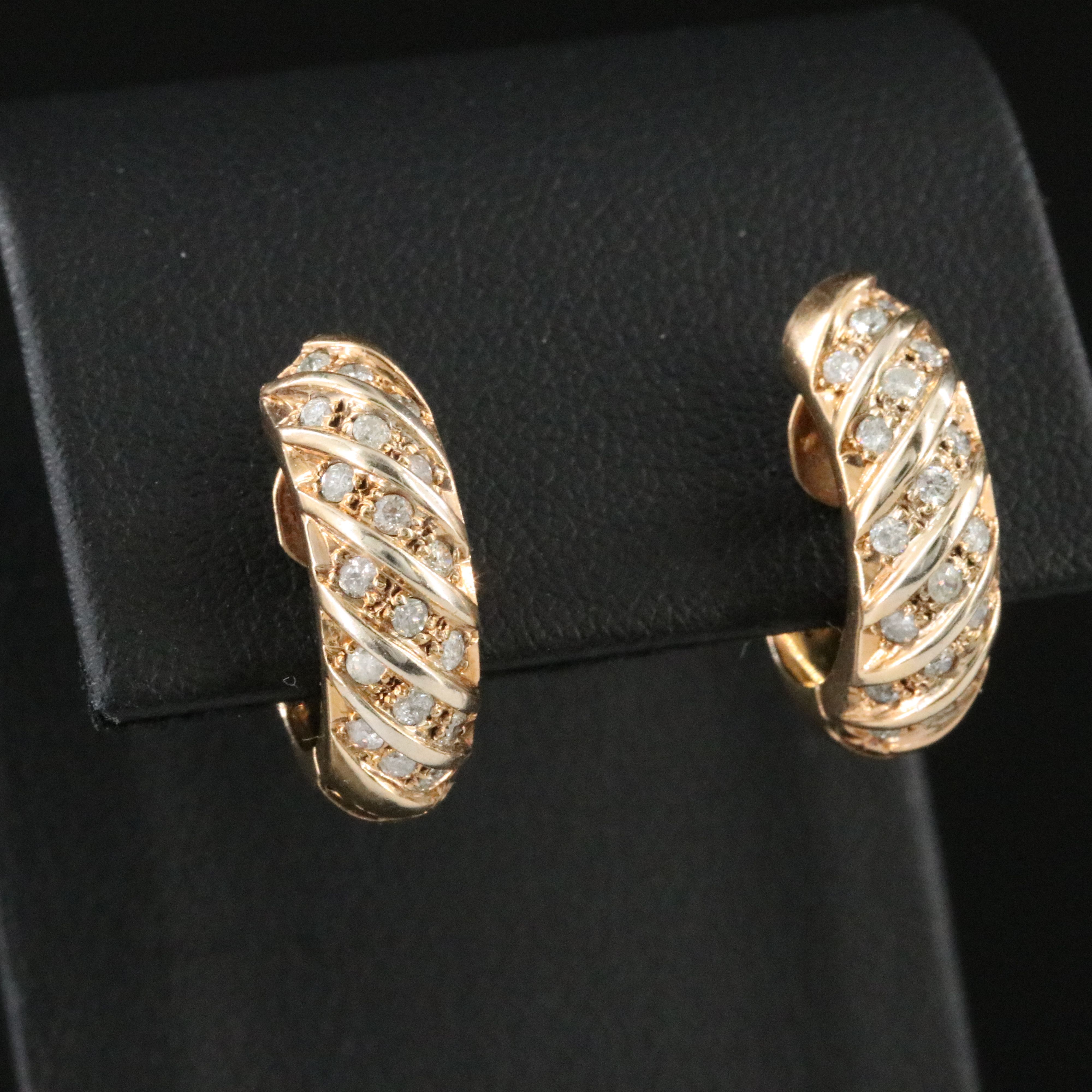 14K 0.50 CTW Diamond J Hoop Earrings