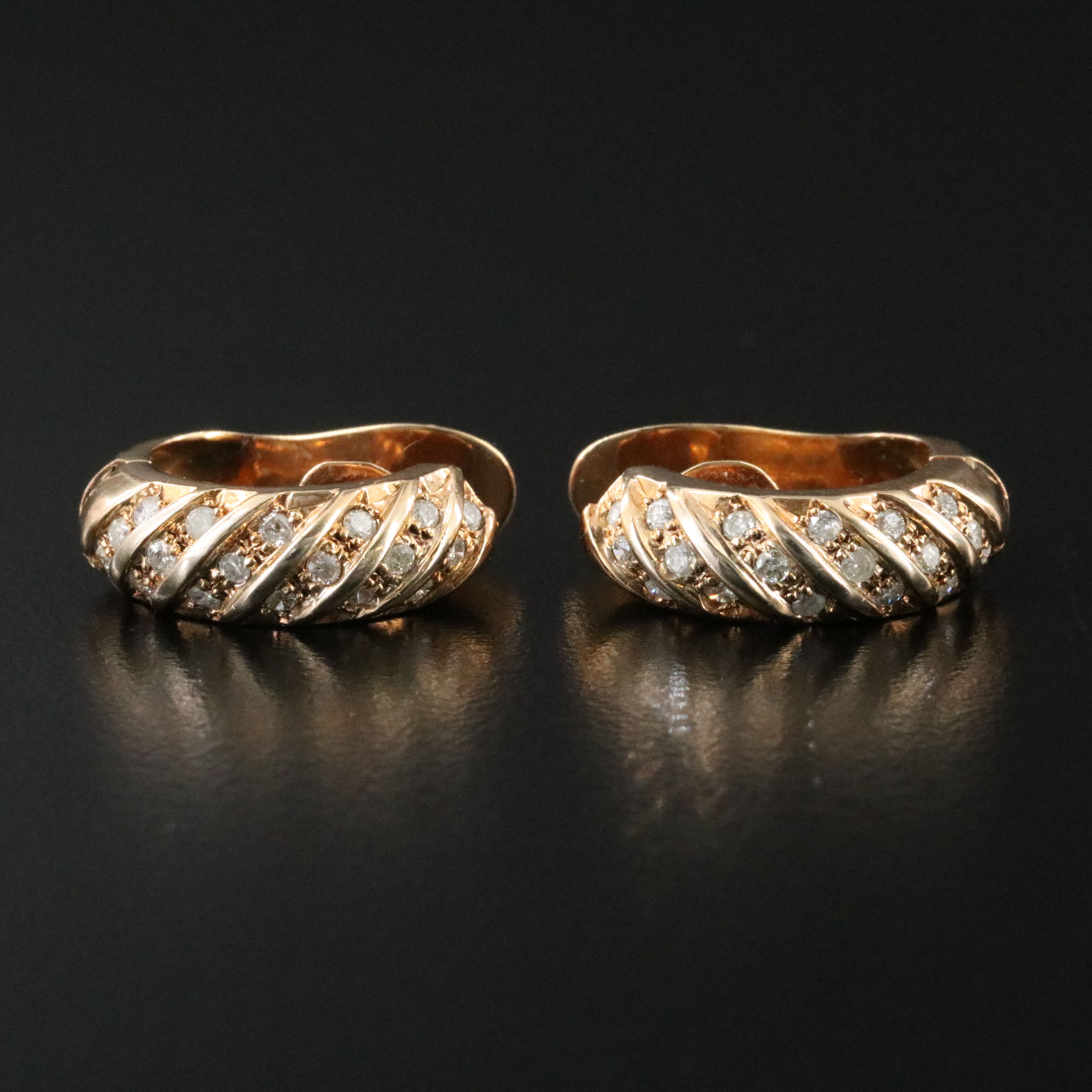 14K 0.50 CTW Diamond J Hoop Earrings