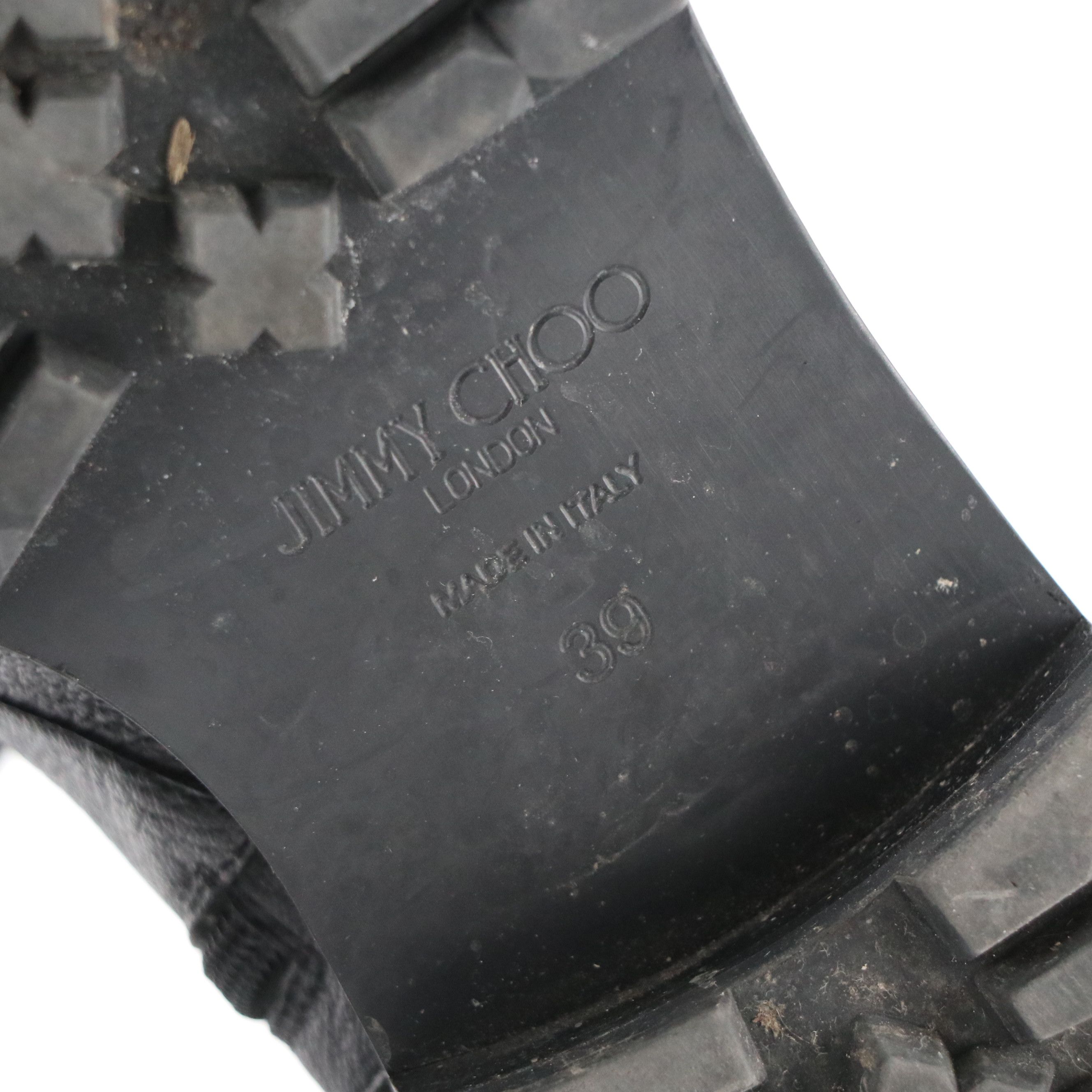 Jimmy Choo Cruz Crystal Strap Combat Boots in Leather with Box