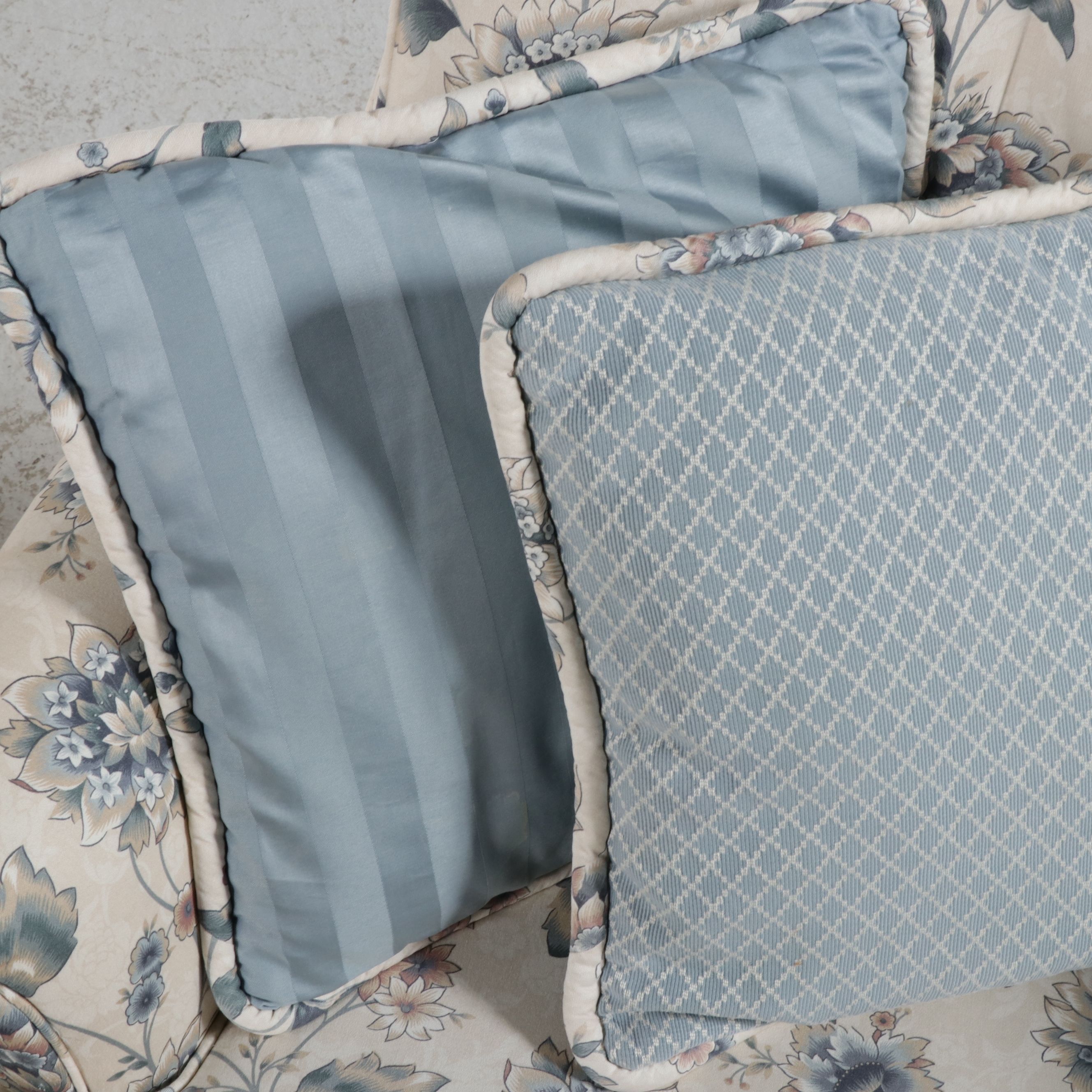 Pair of Floral Upholstered Swivel Rocking Armchairs, Late 20th Century