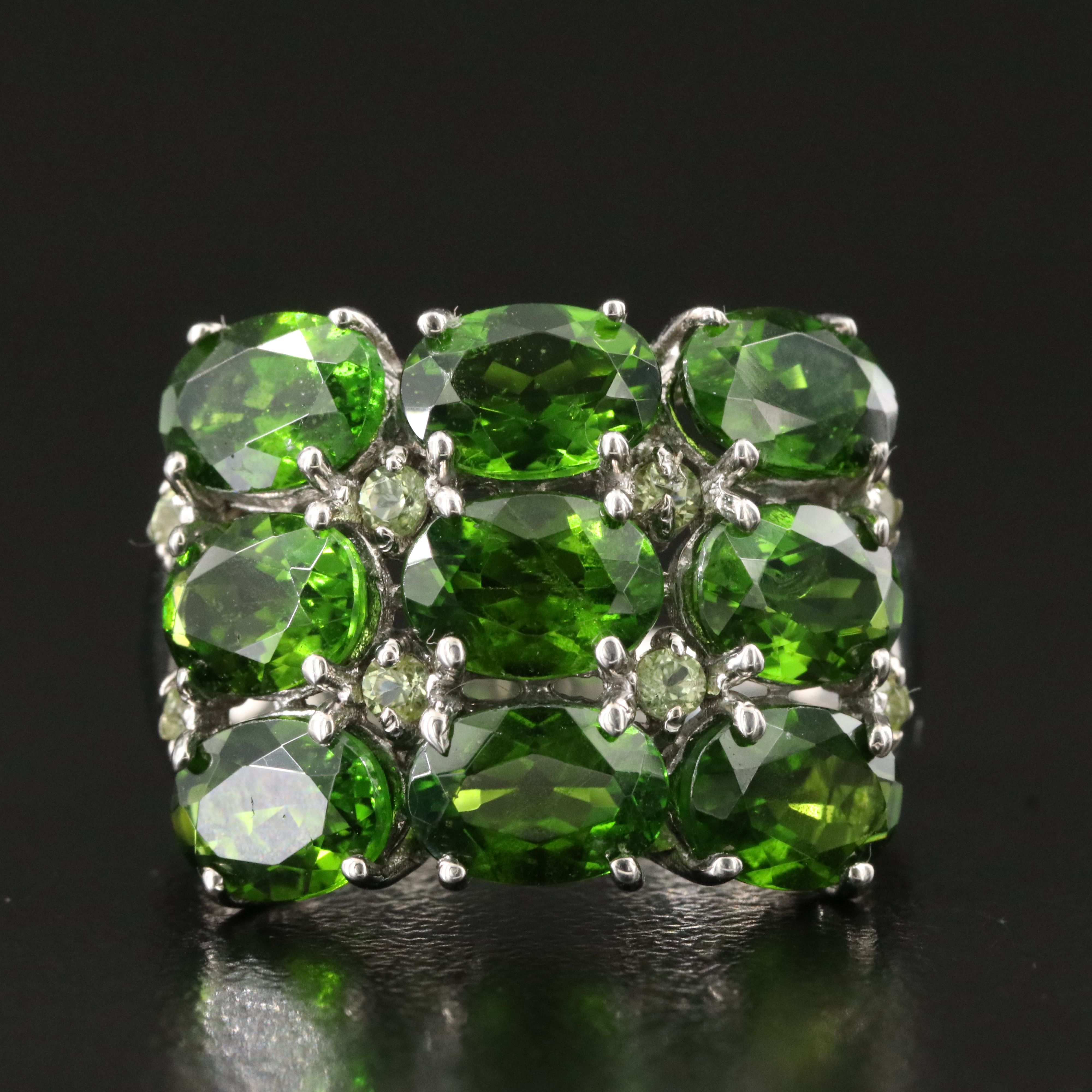 Sterling Garnet and Peridot Ring