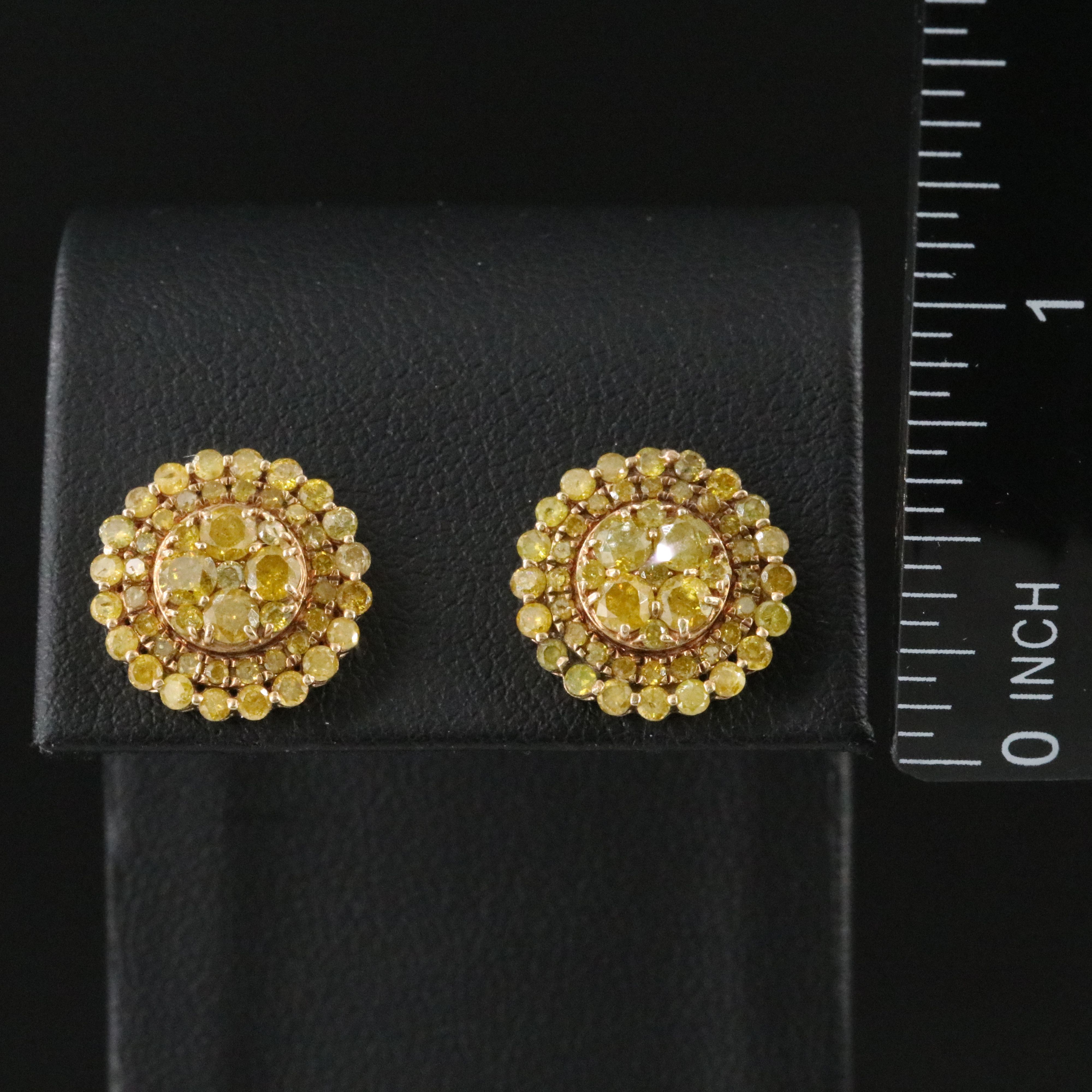 10K 1.83 CTW Fancy Yellow Diamond Earrings