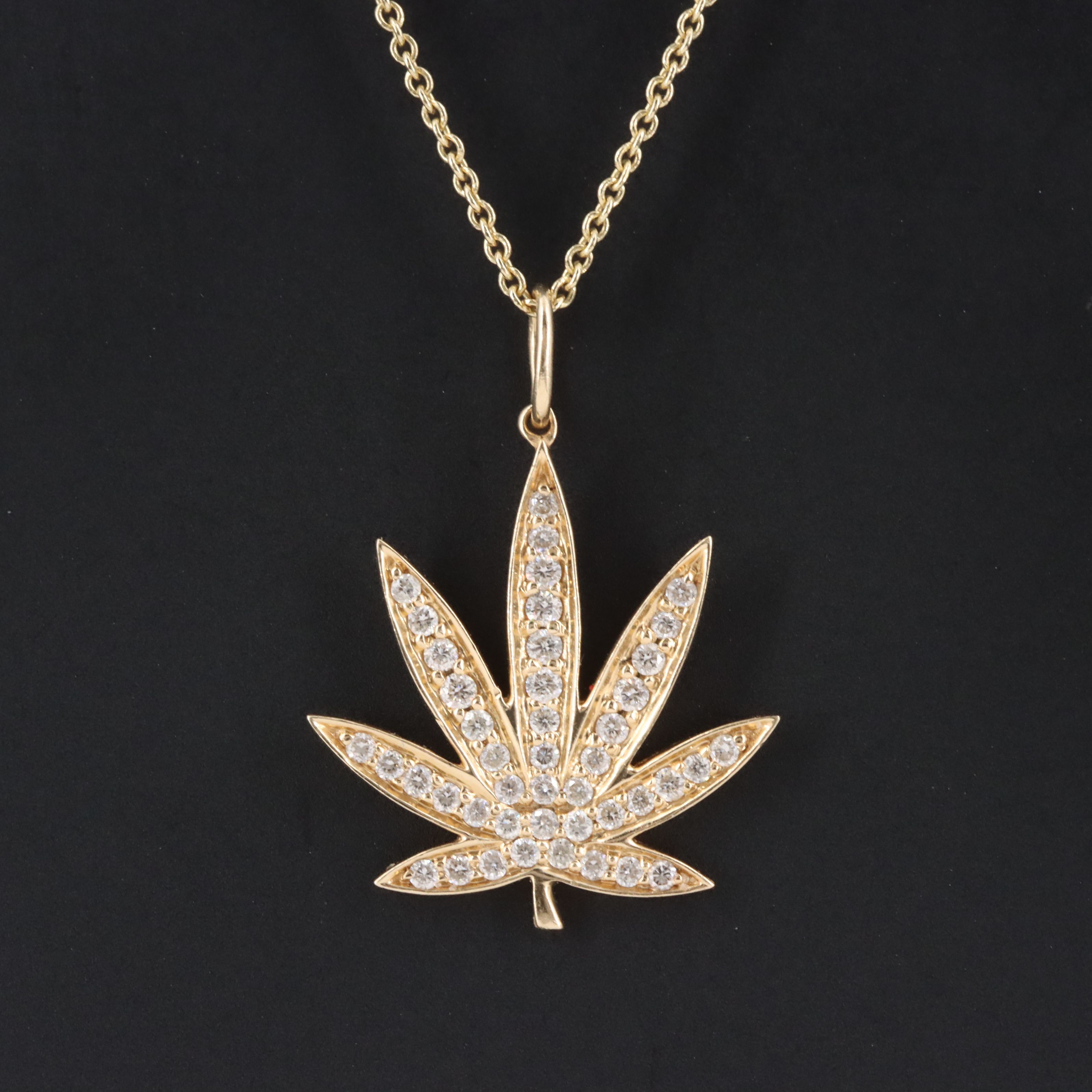 14K 0.27 CTW Diamond Leaf Pendant Necklace