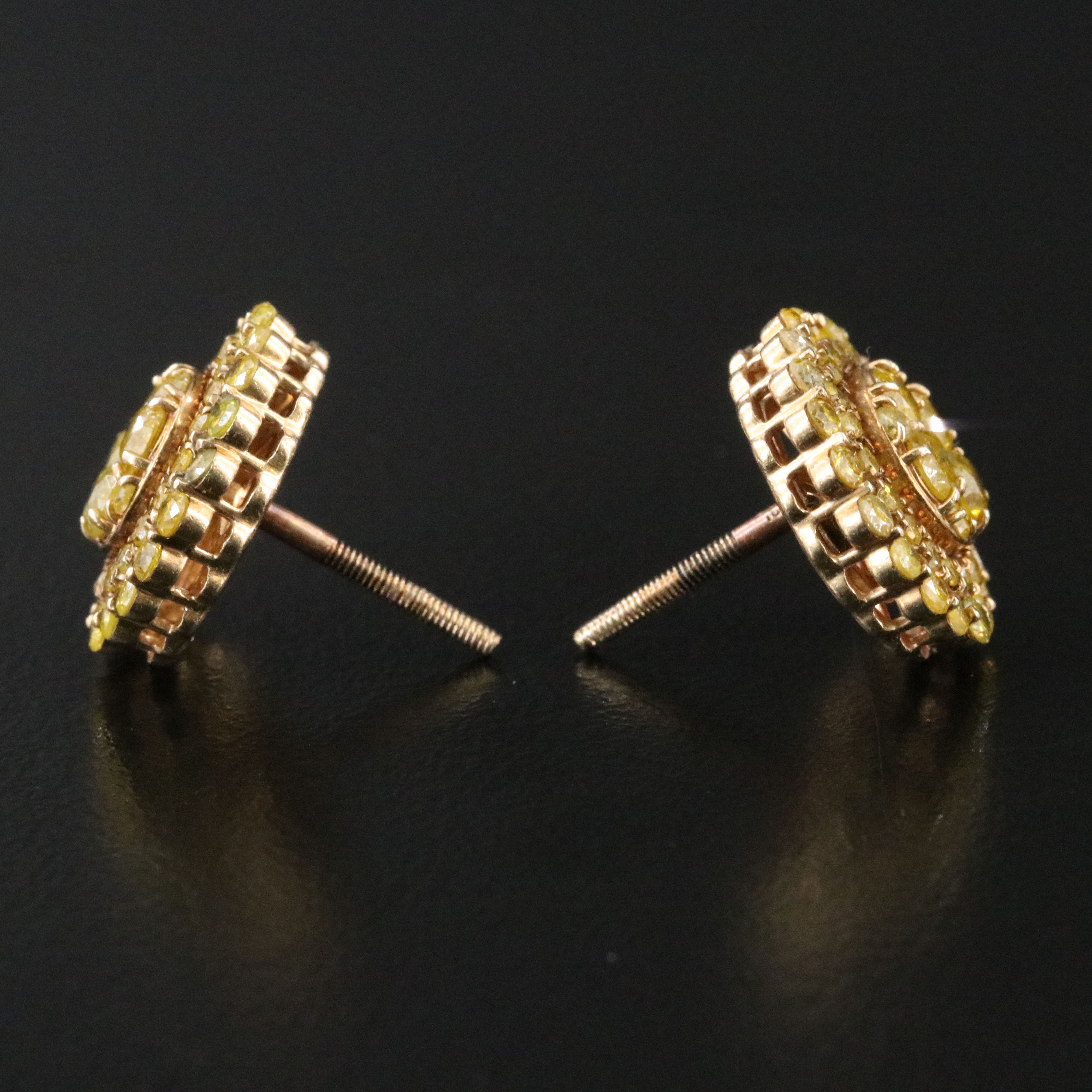 10K 1.83 CTW Fancy Yellow Diamond Earrings