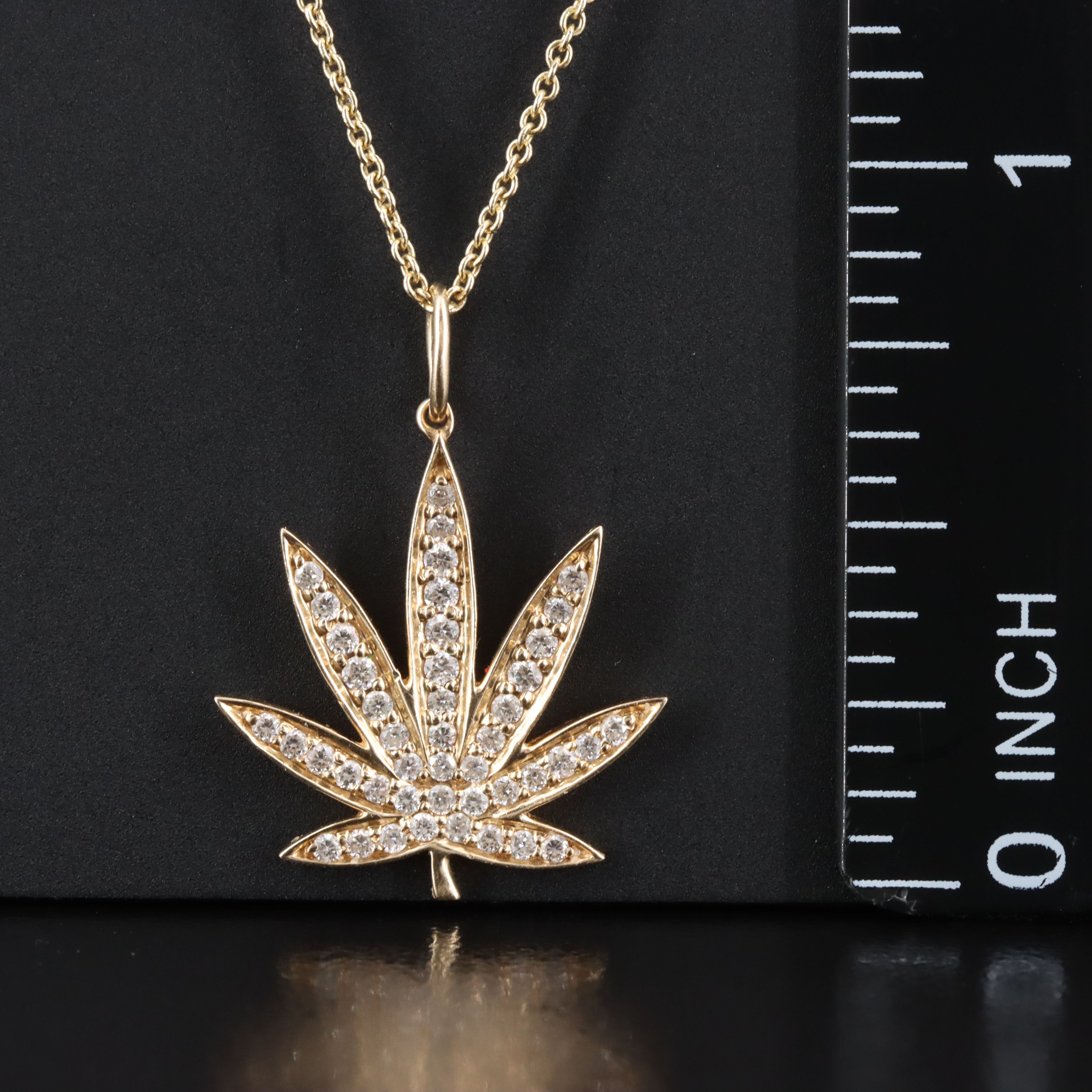 14K 0.27 CTW Diamond Leaf Pendant Necklace