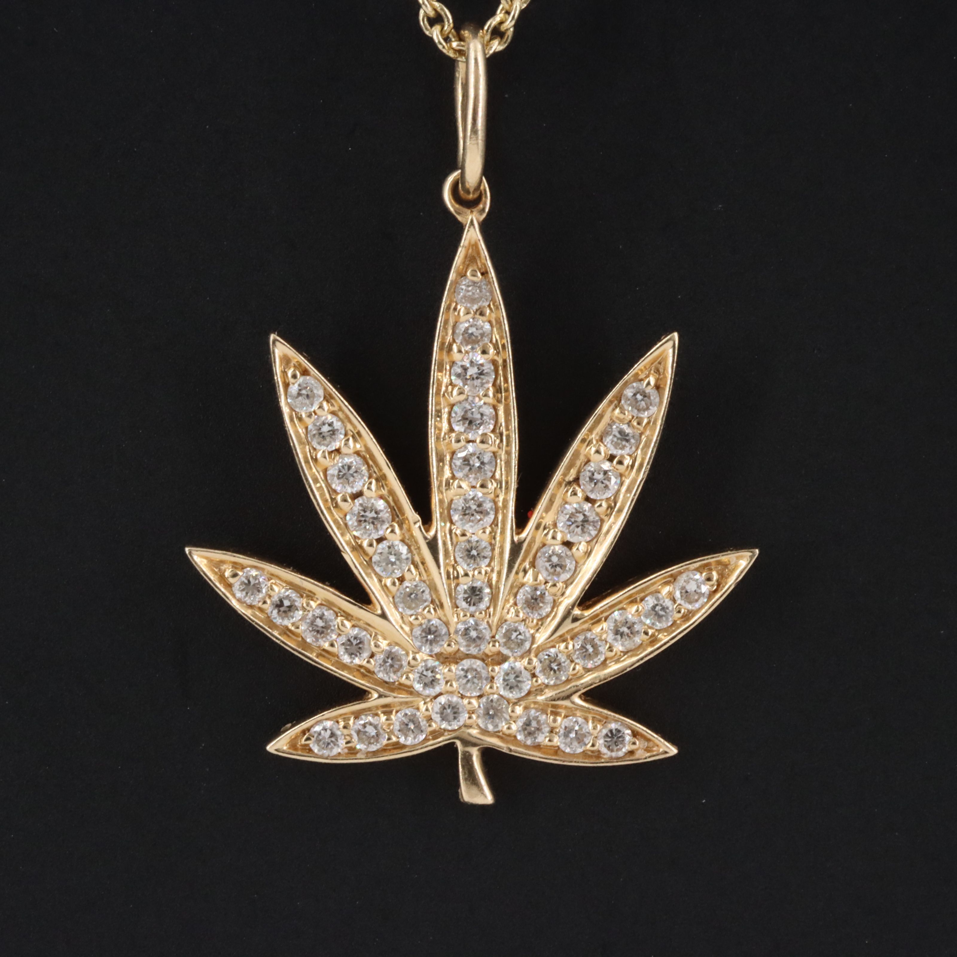 14K 0.27 CTW Diamond Leaf Pendant Necklace