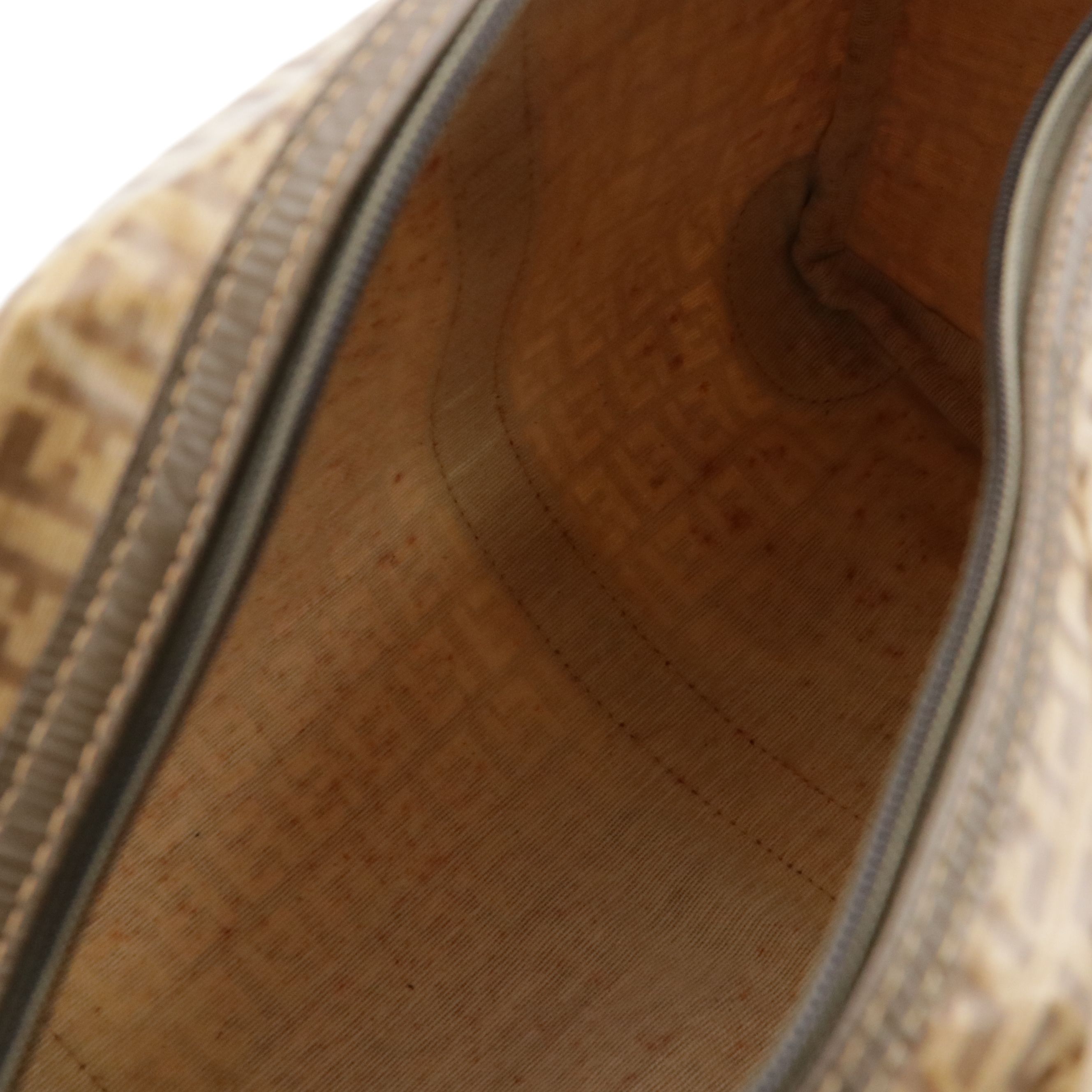 Fendi Small Duffle Bag in Brown Zucchino Vinyl and Textured Leather Trim