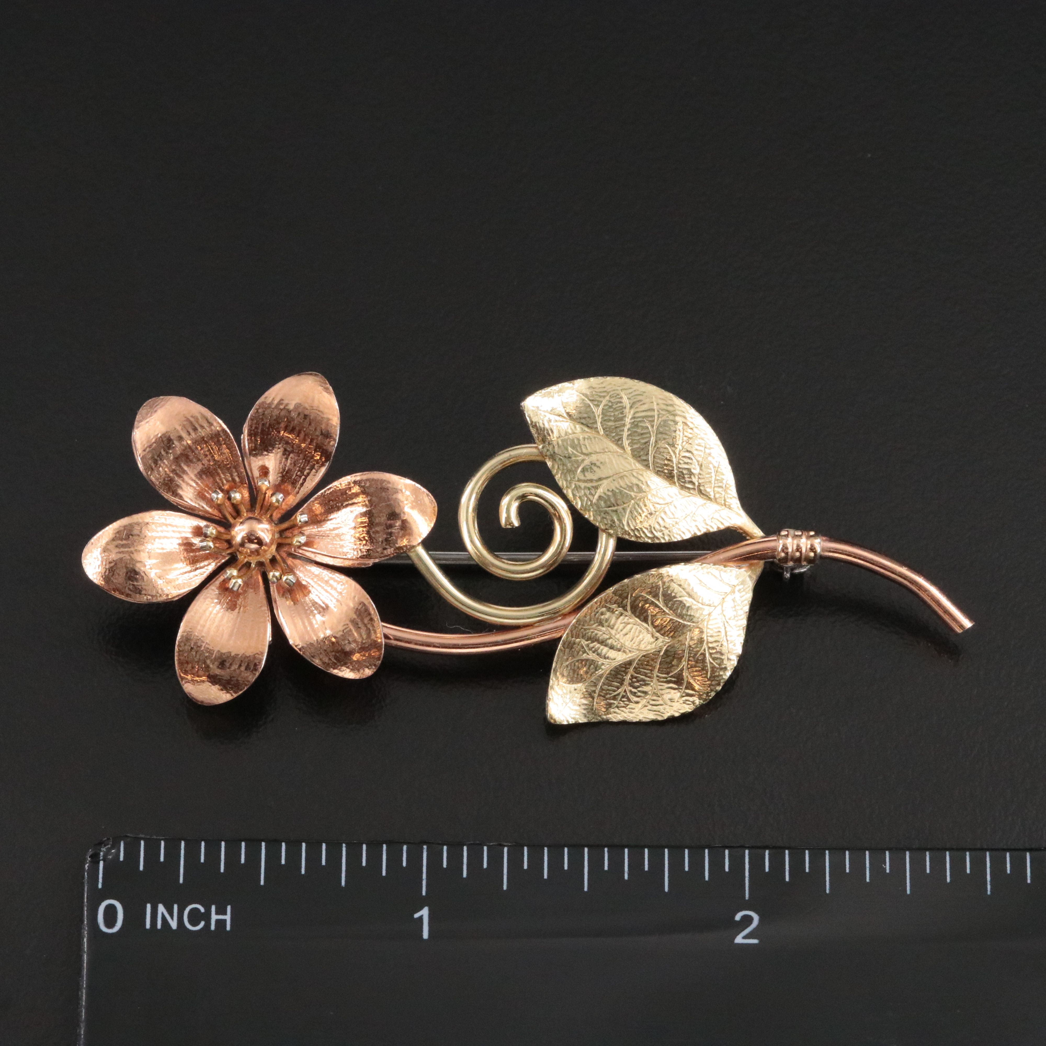 Retro Krementz Two-Tone Flower Brooch