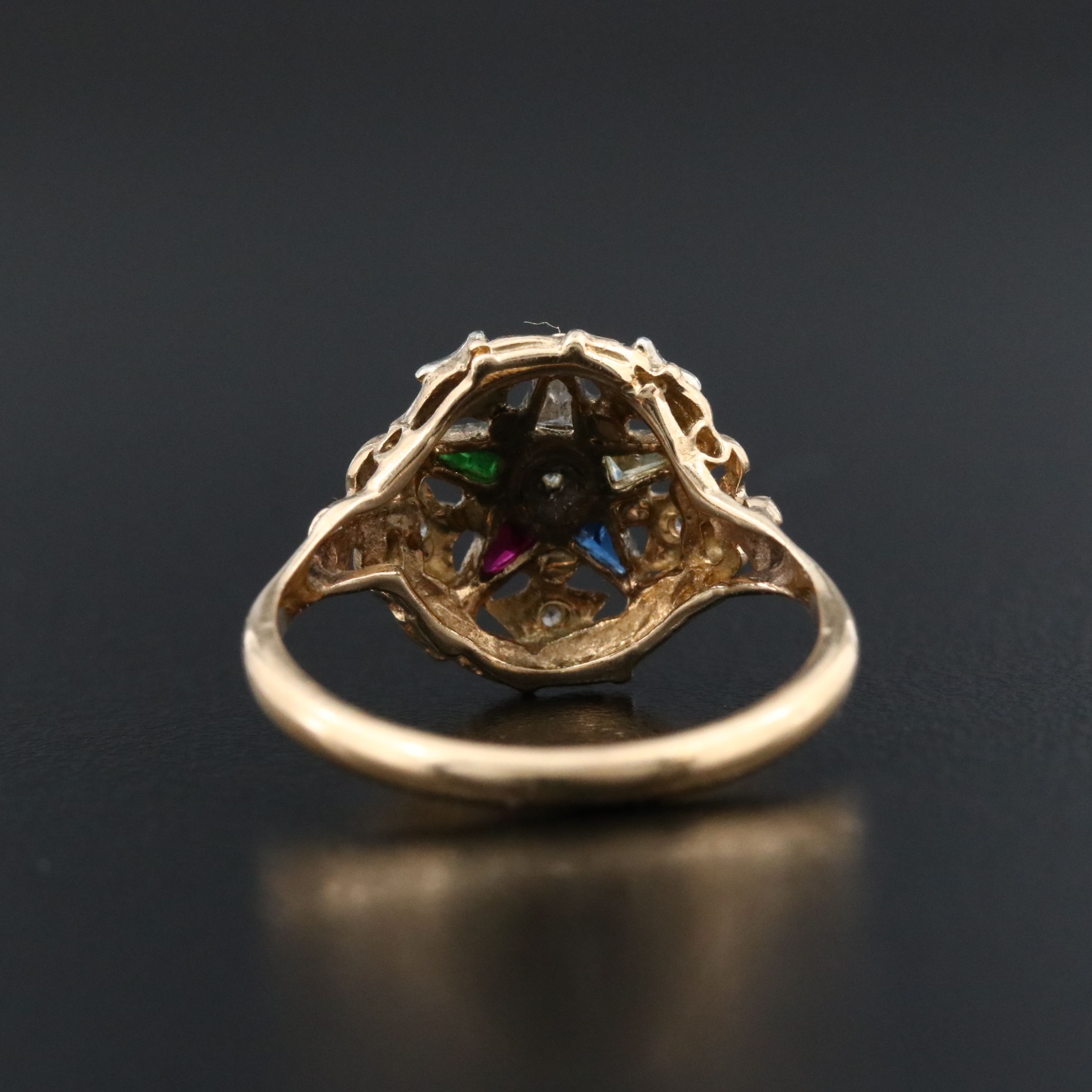 10K and 14K Order of the Eastern Star Ring with Multicolored Gemstones