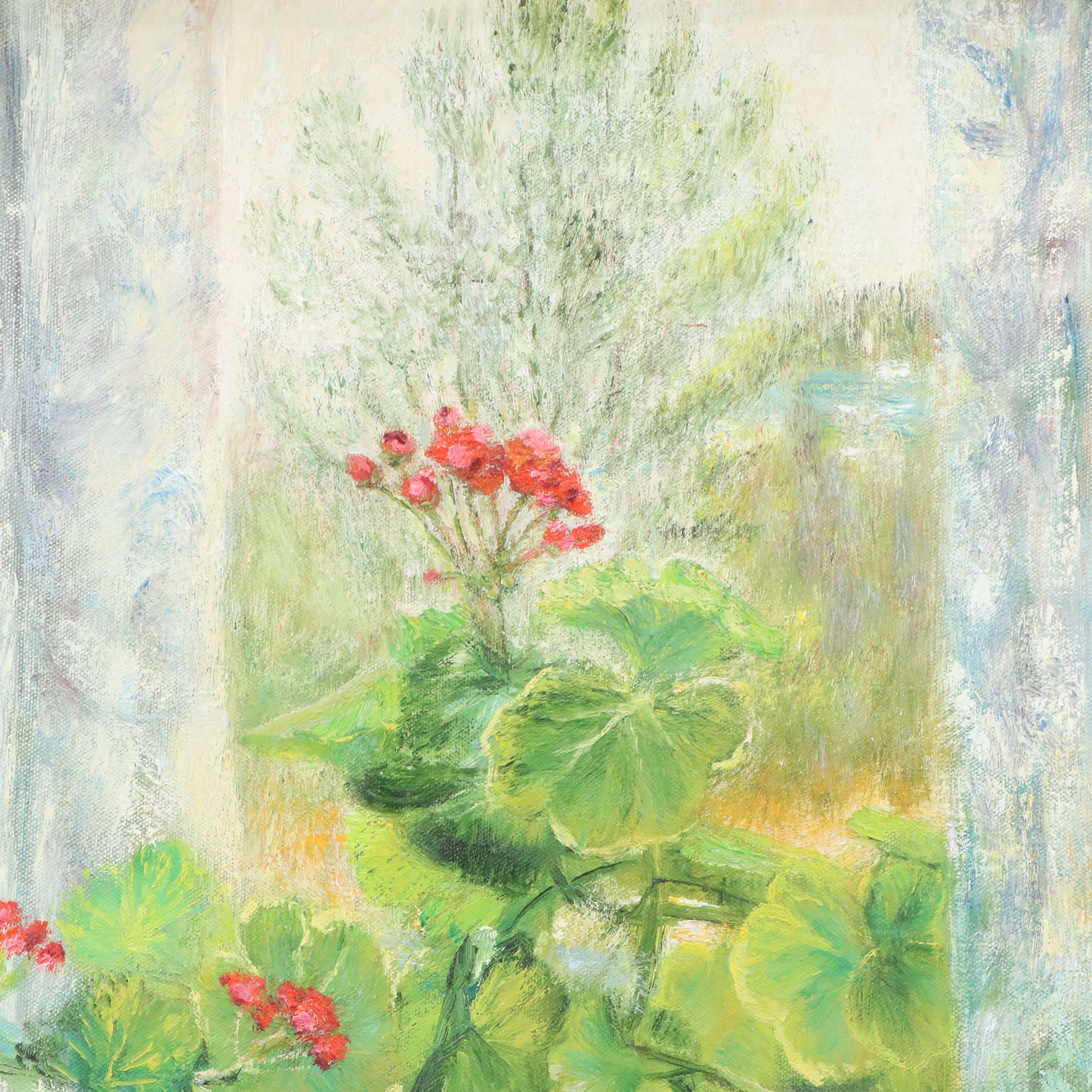 Carolyn Ann Steward Oil Painting "Geraniums"
