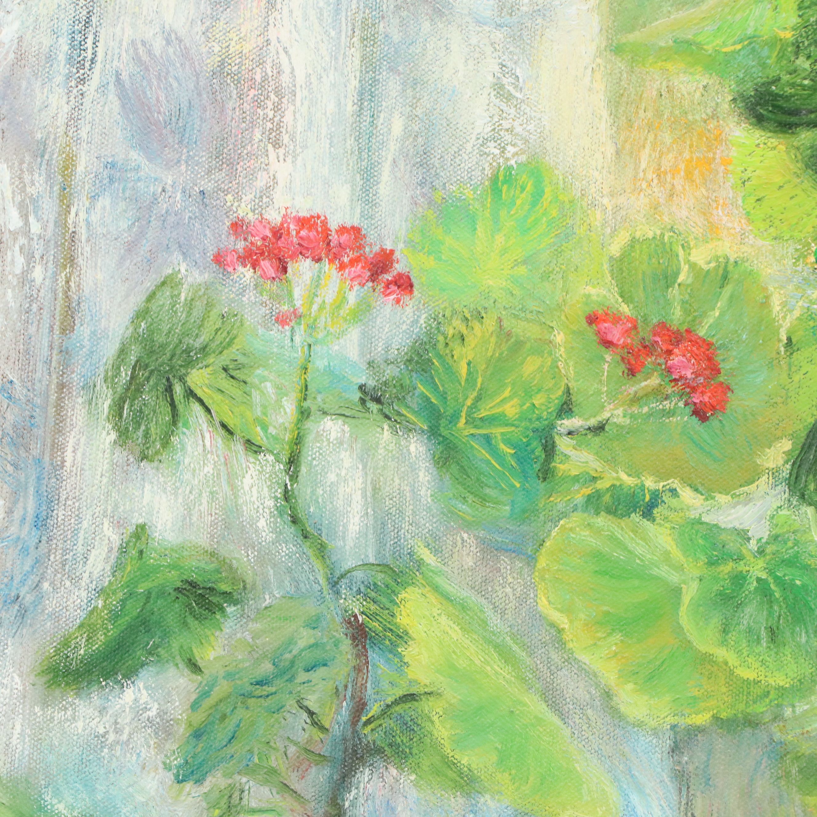 Carolyn Ann Steward Oil Painting "Geraniums"