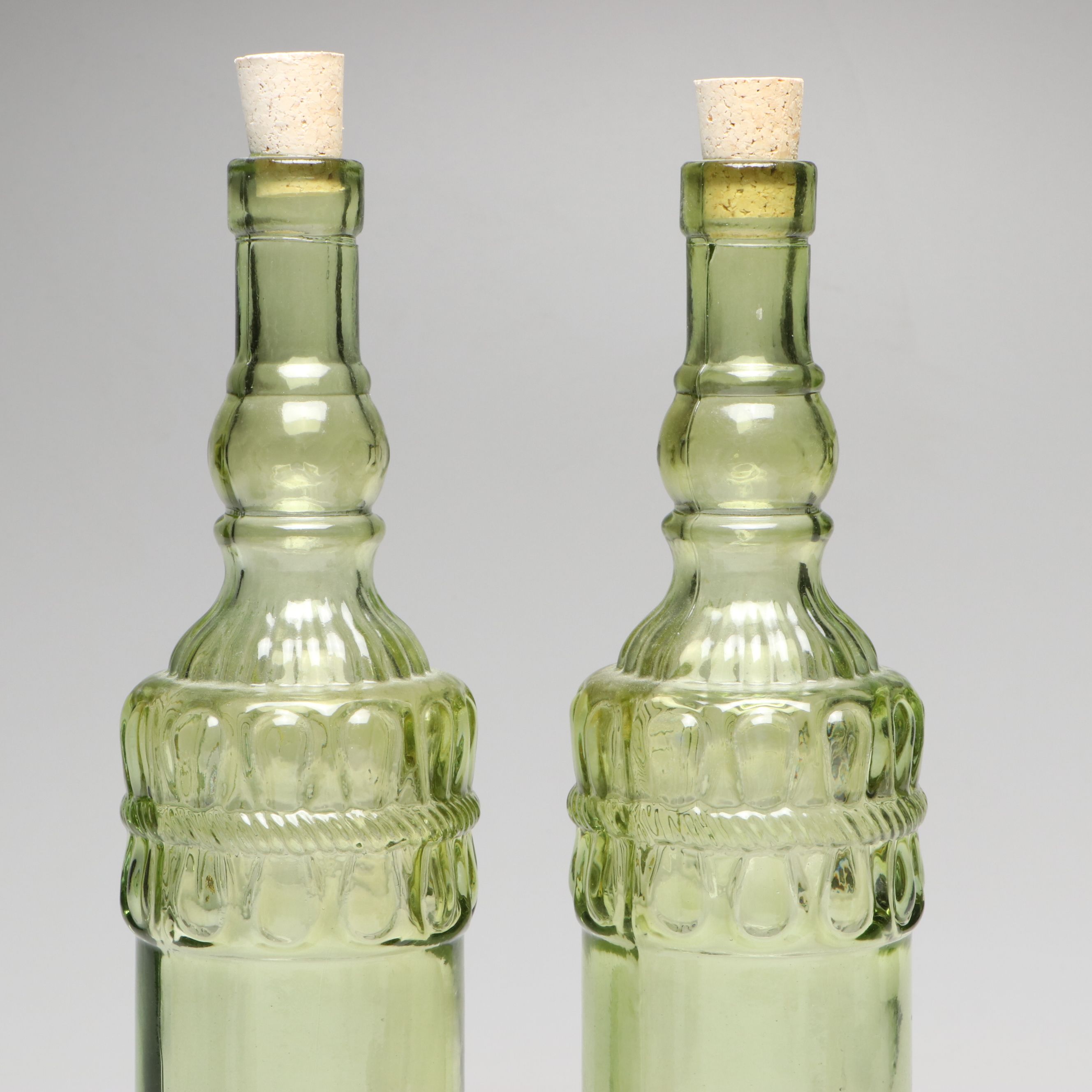 Embossed Green Glass Bottles