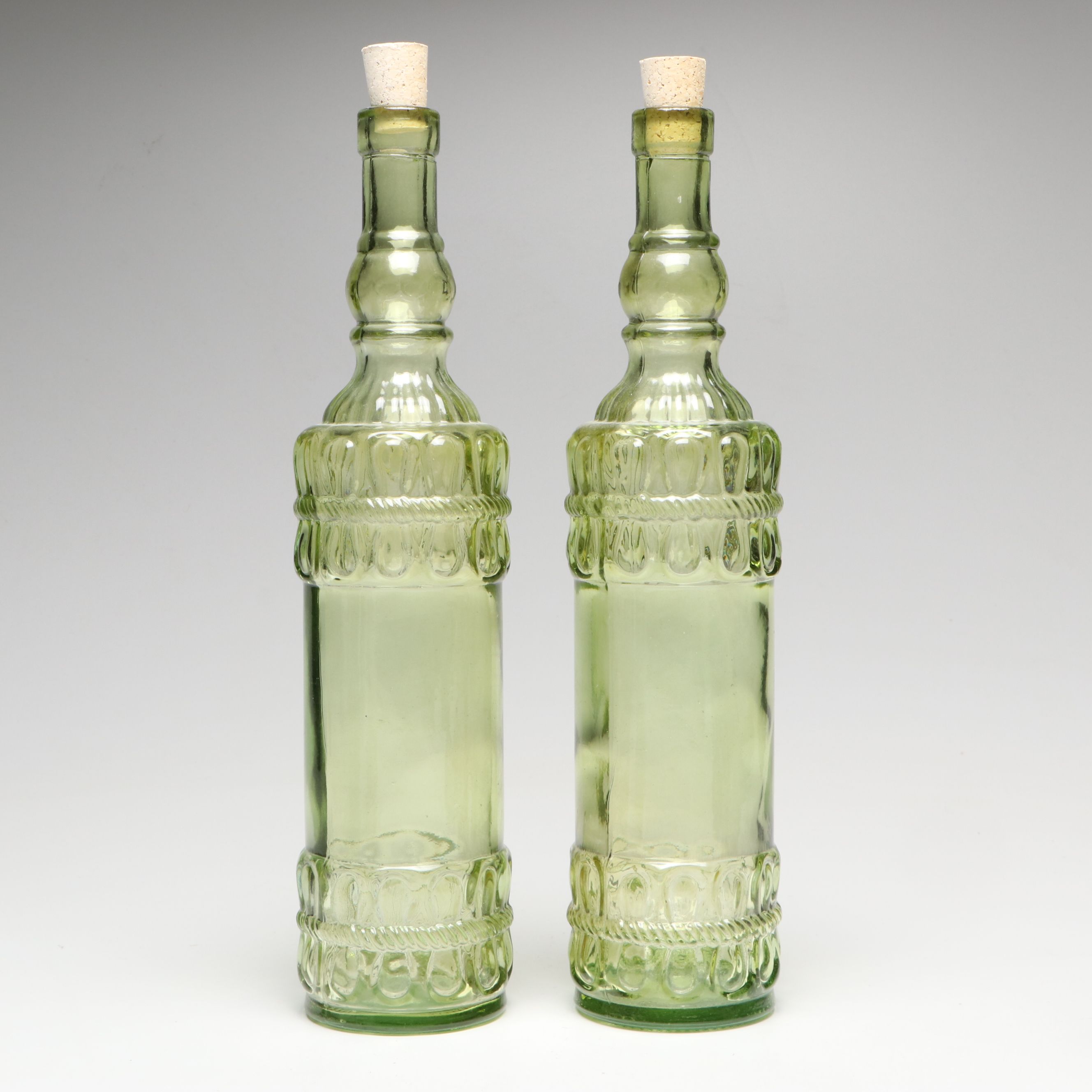 Embossed Green Glass Bottles