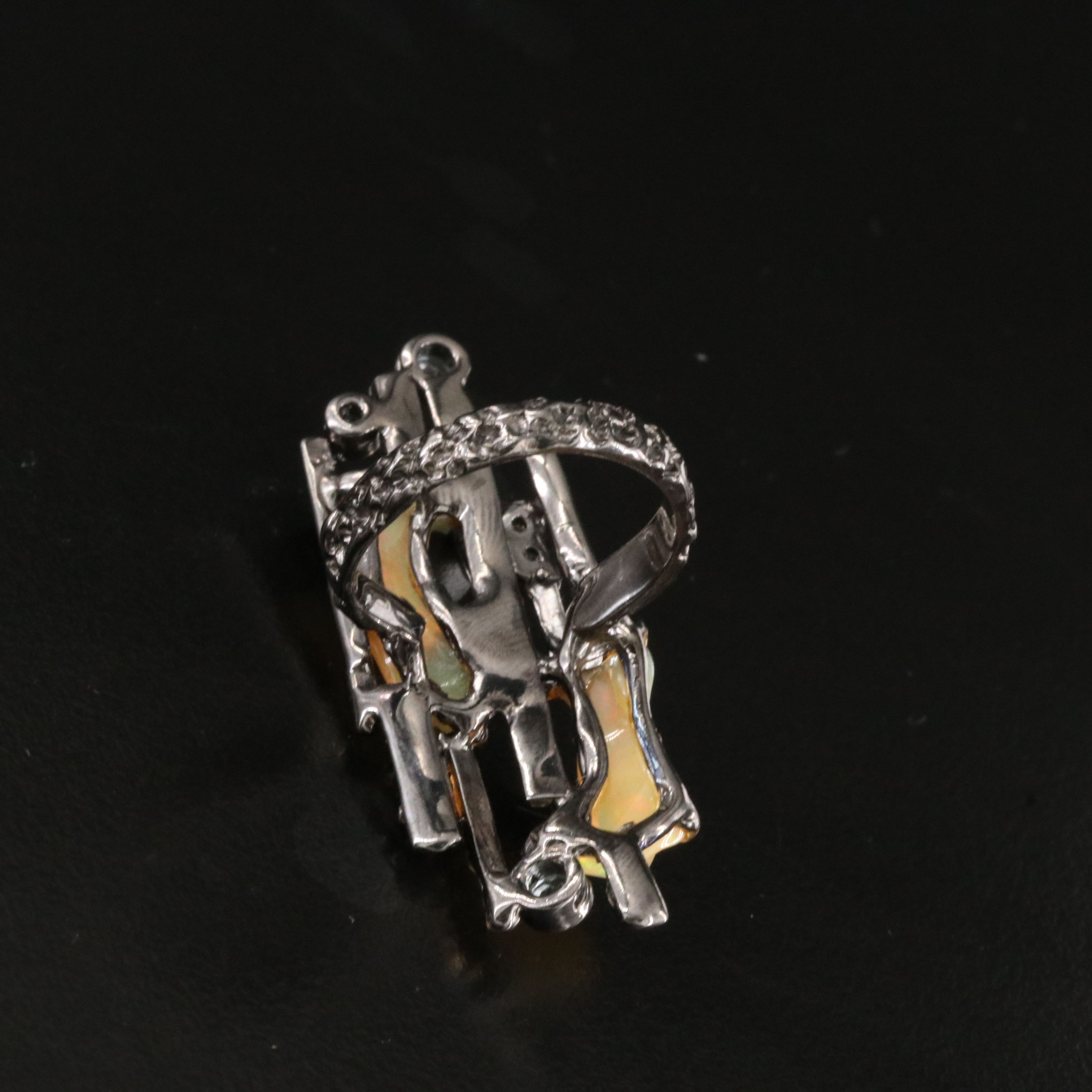 Sterling Opal and Sky Blue Toapz Ring