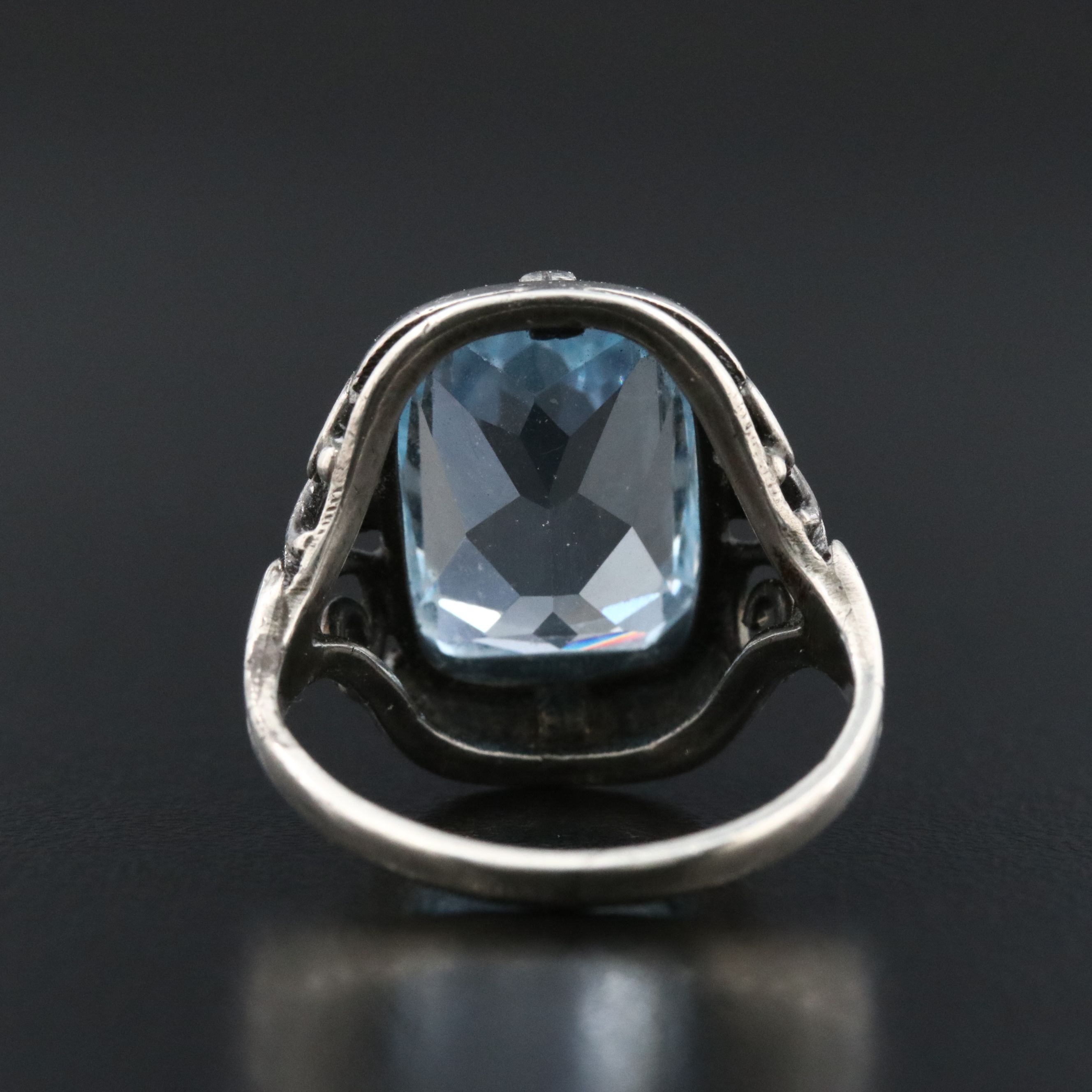 Sterling Spinel Scroll Set Ring