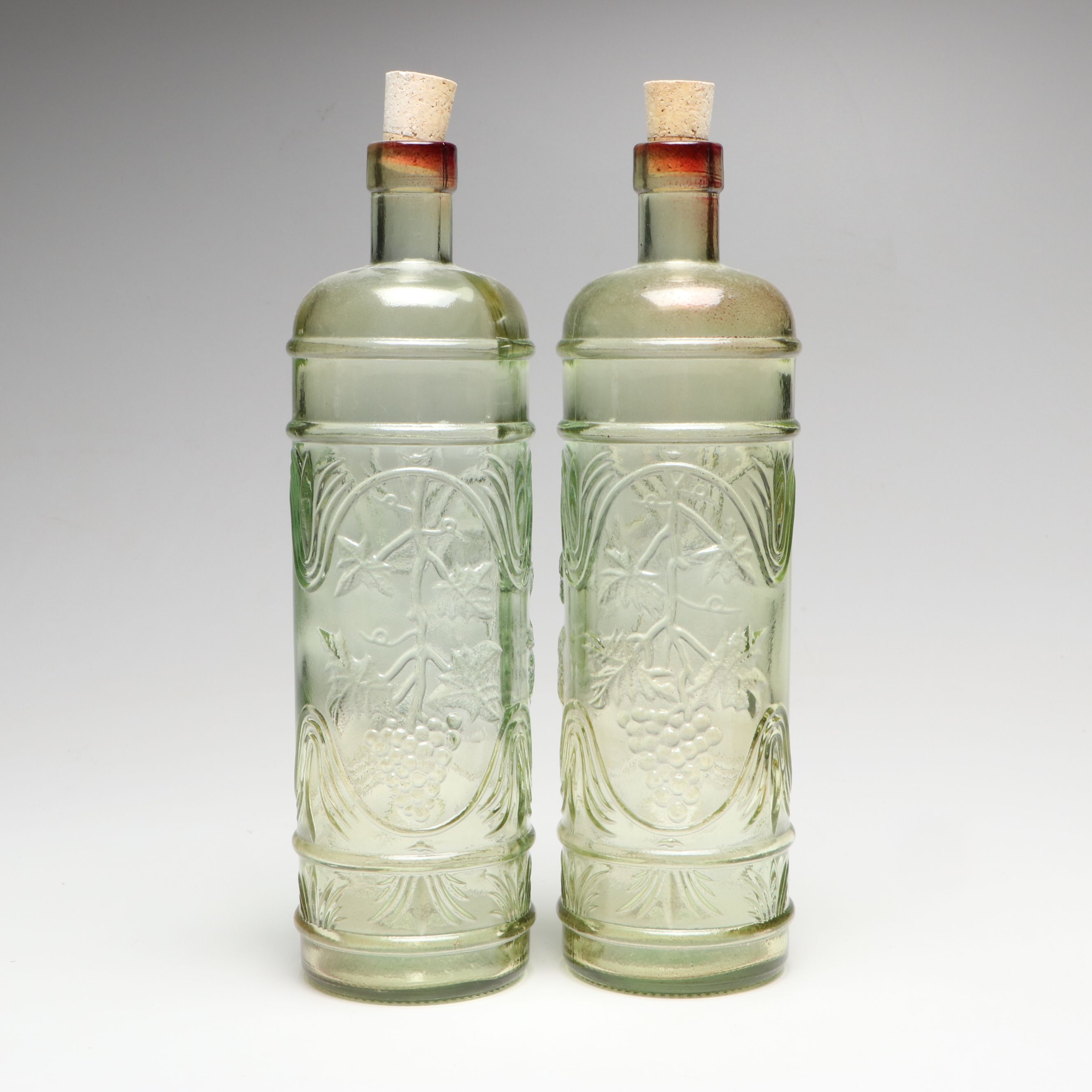 Embossed Green Glass Bottles