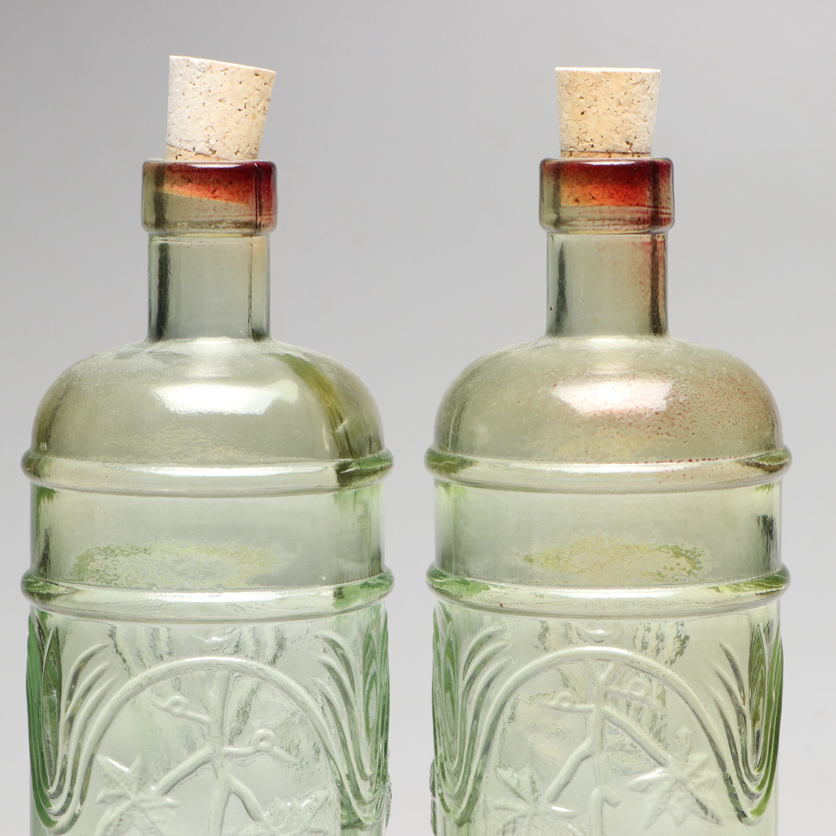 Embossed Green Glass Bottles