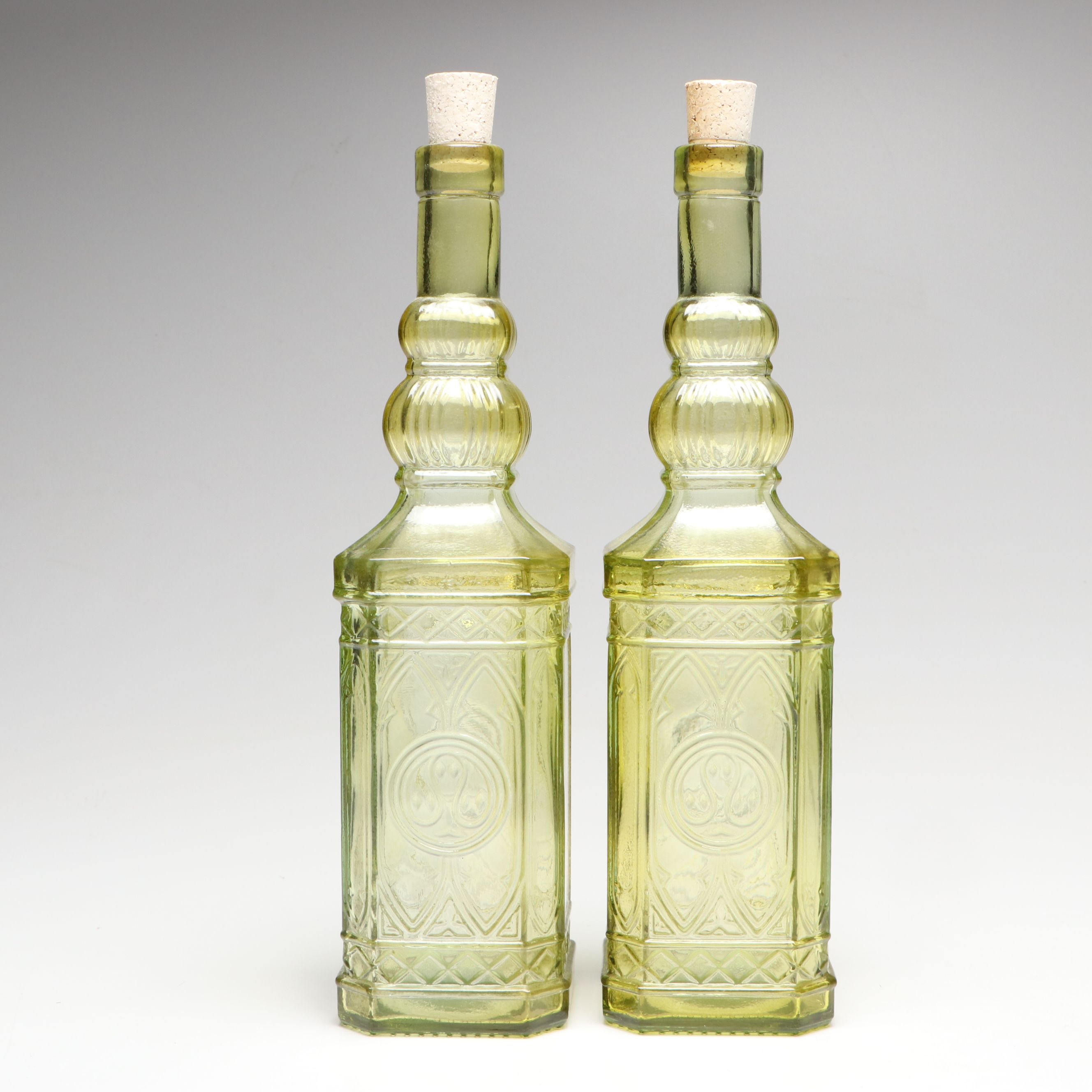 Embossed Green Glass Bottles