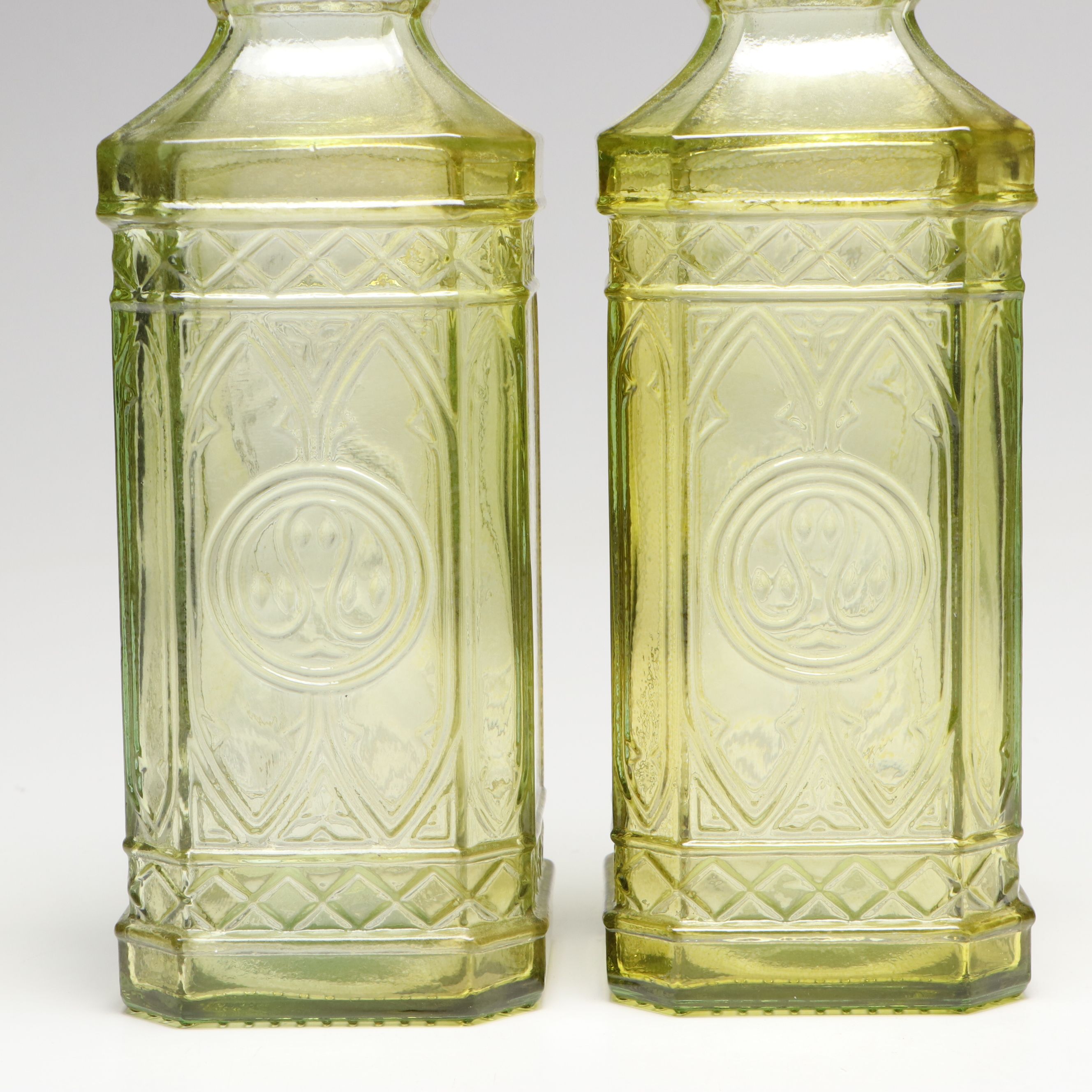 Embossed Green Glass Bottles