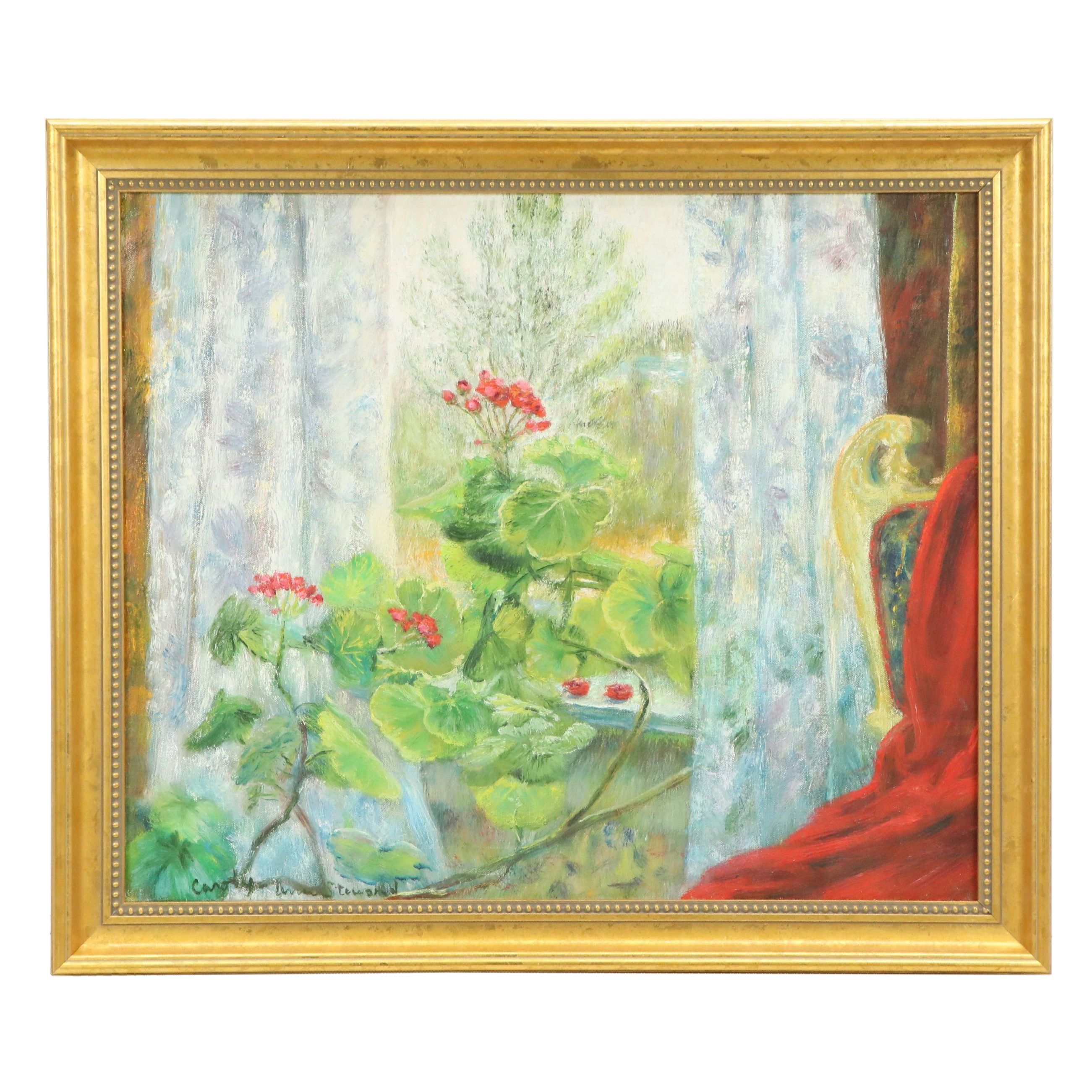 Carolyn Ann Steward Oil Painting "Geraniums"