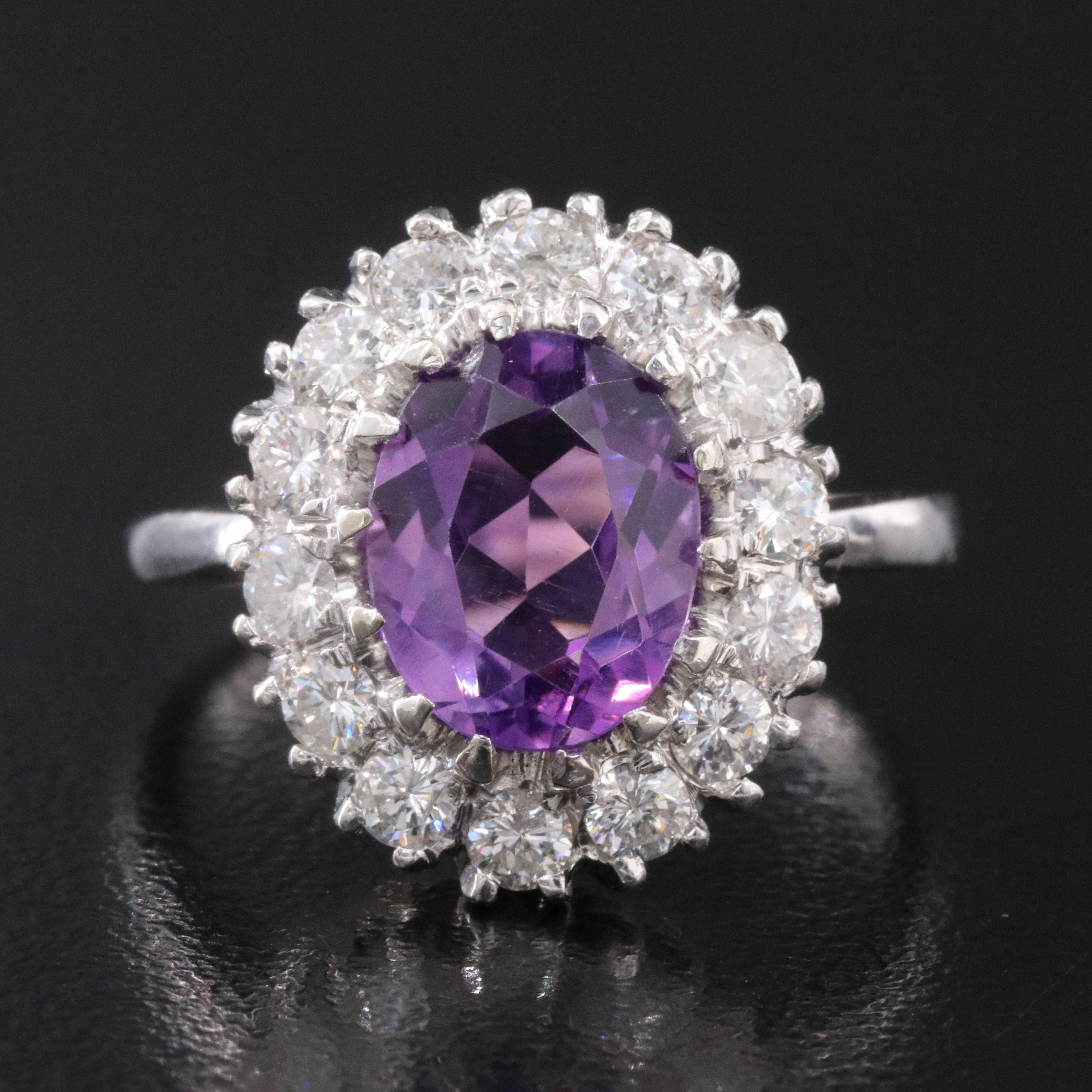 14K Amethyst and Diamond Ring