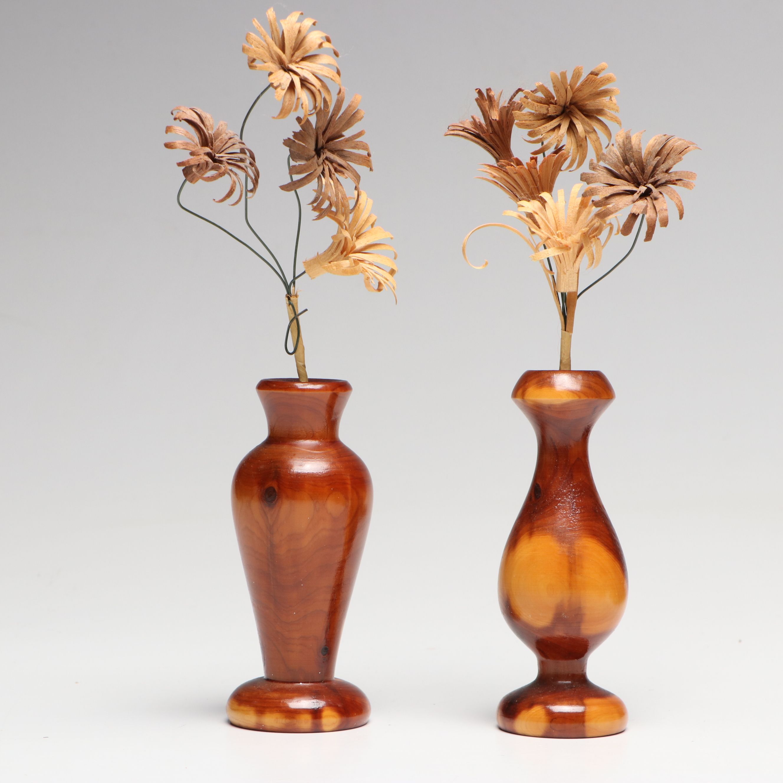 Turned Wood Vases with Enameled Box and Keg Bank