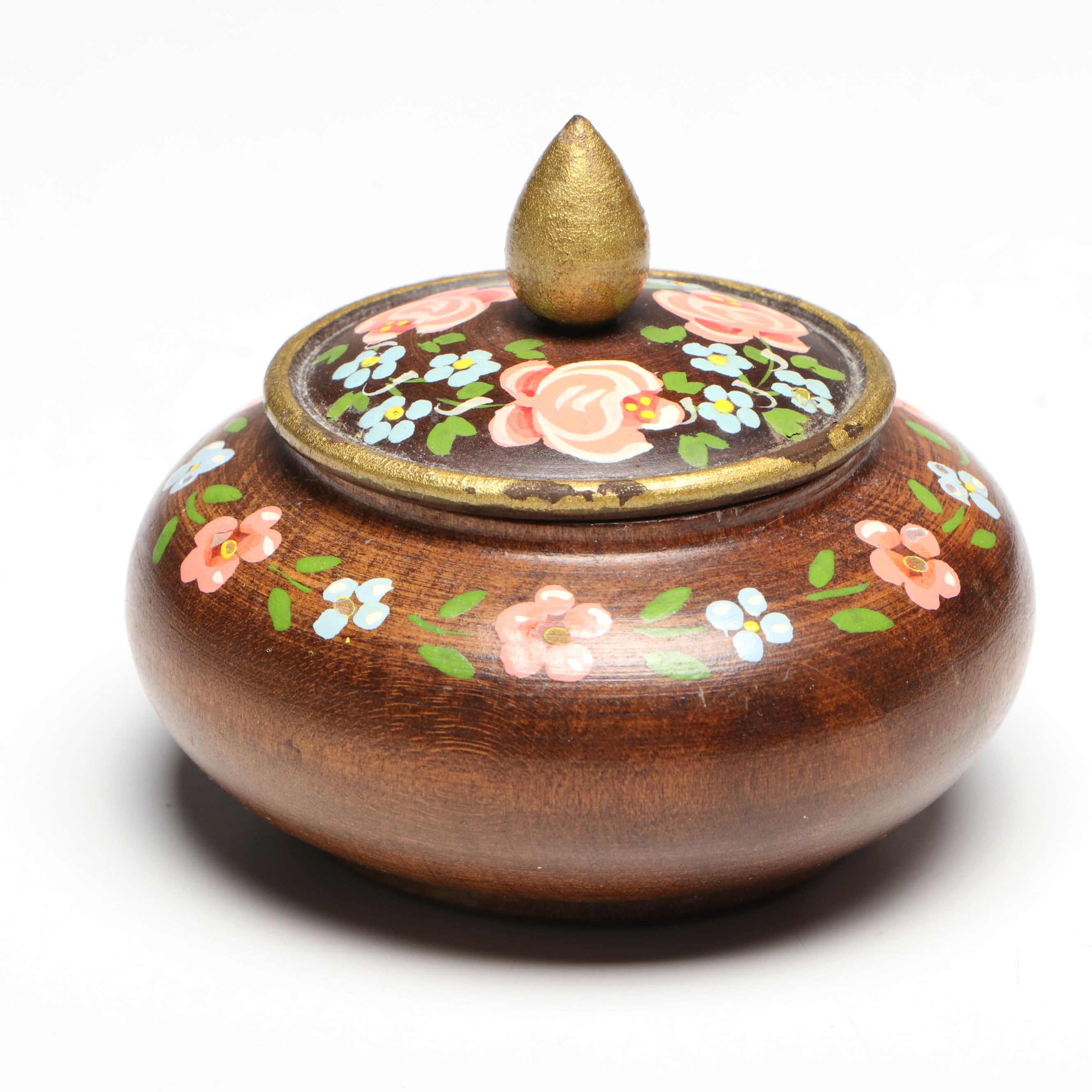 Turned Wood Vases with Enameled Box and Keg Bank