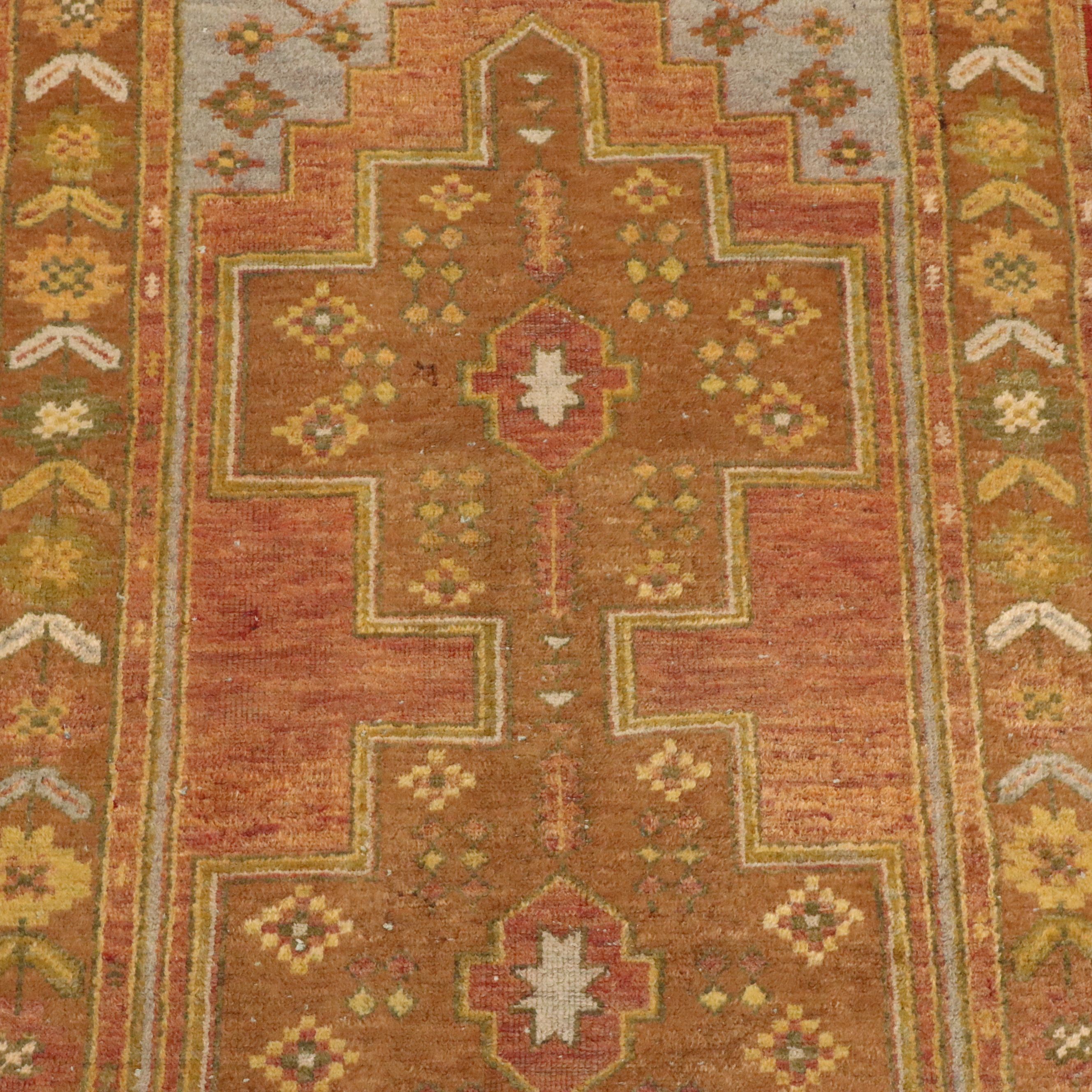 3'4 x 7'3 Hand-Knotted Turkish Oushak Area Rug